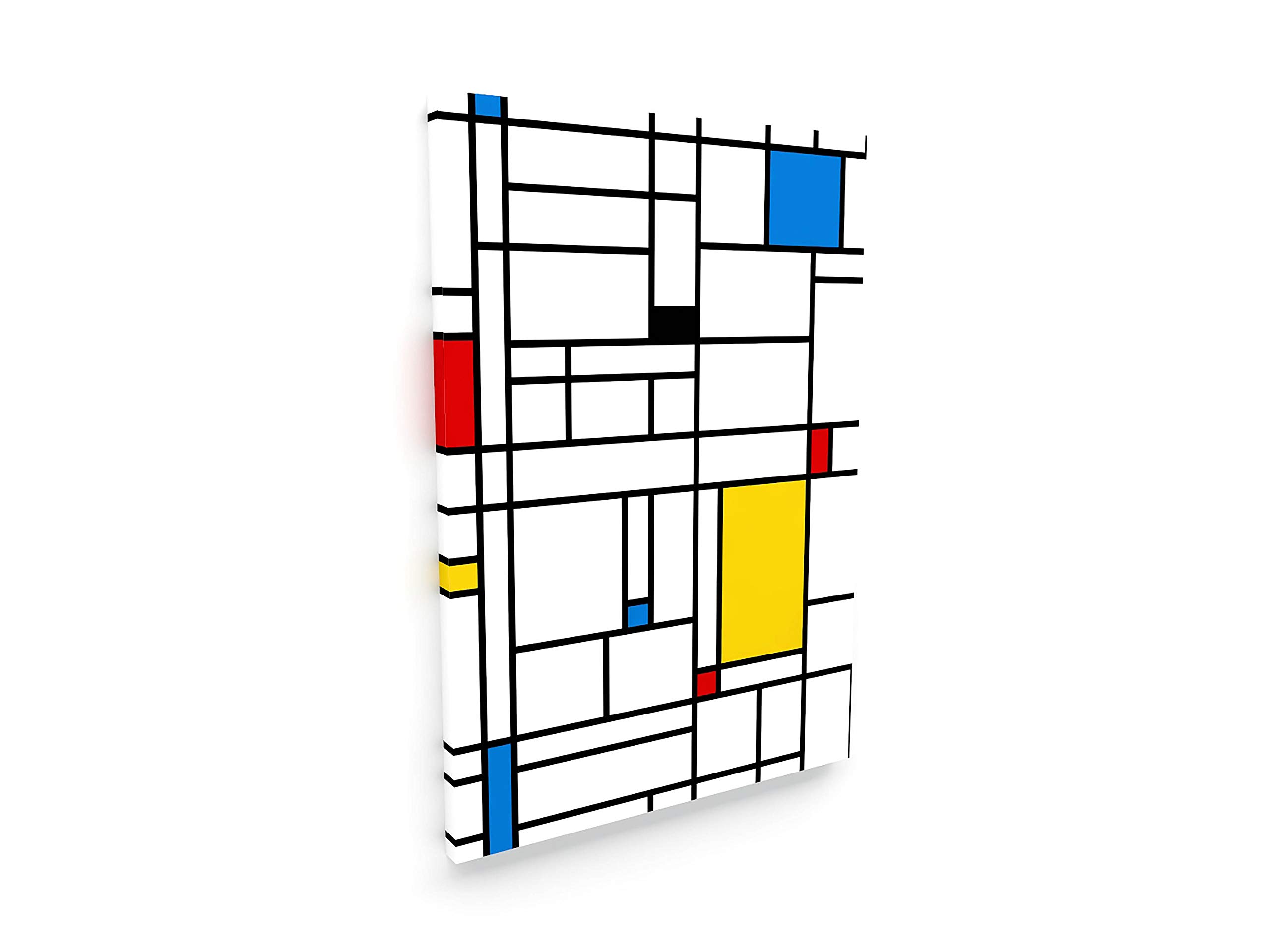 Panorama Quadro su Tela Canvas Piet Mondrian 70x100cm - Telaio in Legno Incluso - Decorazione Murale