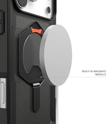 URBAN ARMOR GEAR UAG Designed for iPhone 17 Pro Max Case with Kickstand Plasma XTE - Compatible with MagSafe Transparent Military Grade Protective Cover, Black/Pop Orange