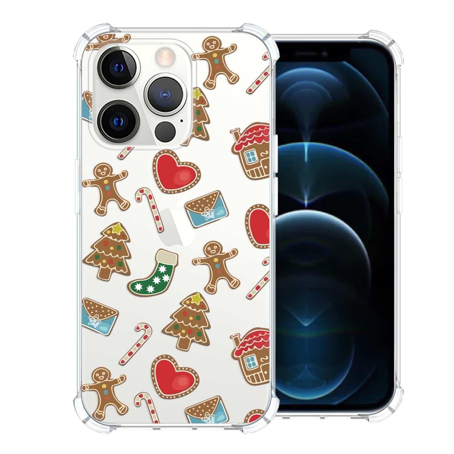 Coque Noël iPhone 12 Pro Max transparente souple protégeant des rayures avec cœur - 8
