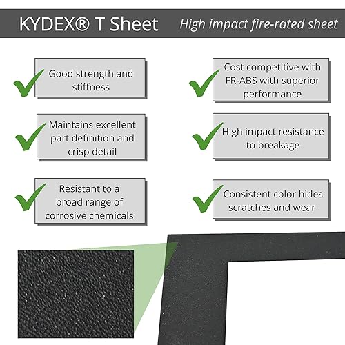 Miniatura 3 de Lámina de plástico termoformado Kydex blanco de 0.060 pulgadas de grosor, tamaño 12 x 24 pulgadas, dimensiones reales del panel termoplástico