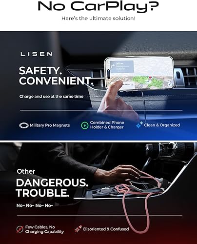 Miniatura 6 de LISEN Cargador de coche Magsafe 20 imanes más fuertes Soporte de cargador inalámbrico manos libres para iPhone, soporte magnético universal de