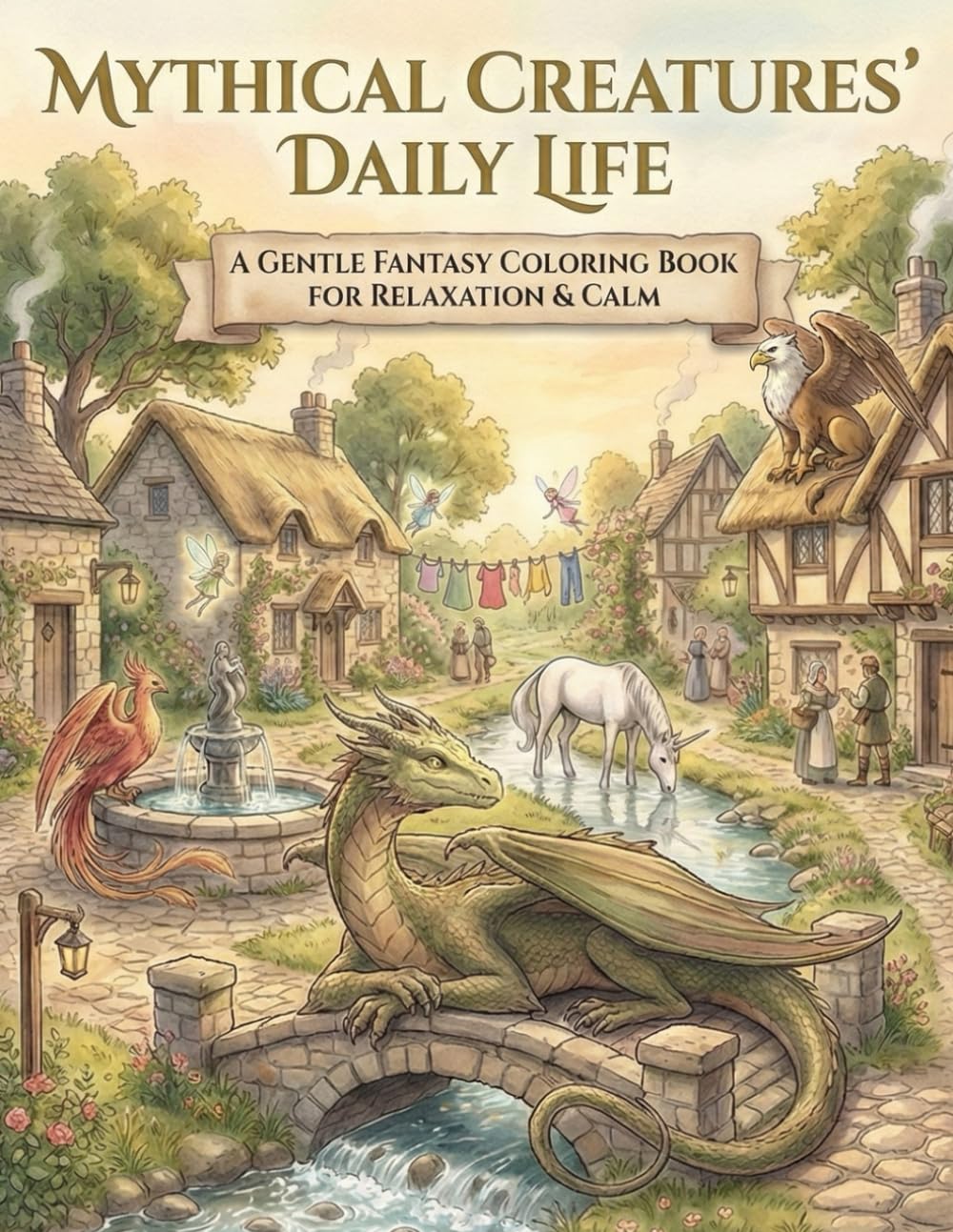 Mythical Creatures’ Daily Life: A Gentle Fantasy Coloring Book for Relaxation & Calm