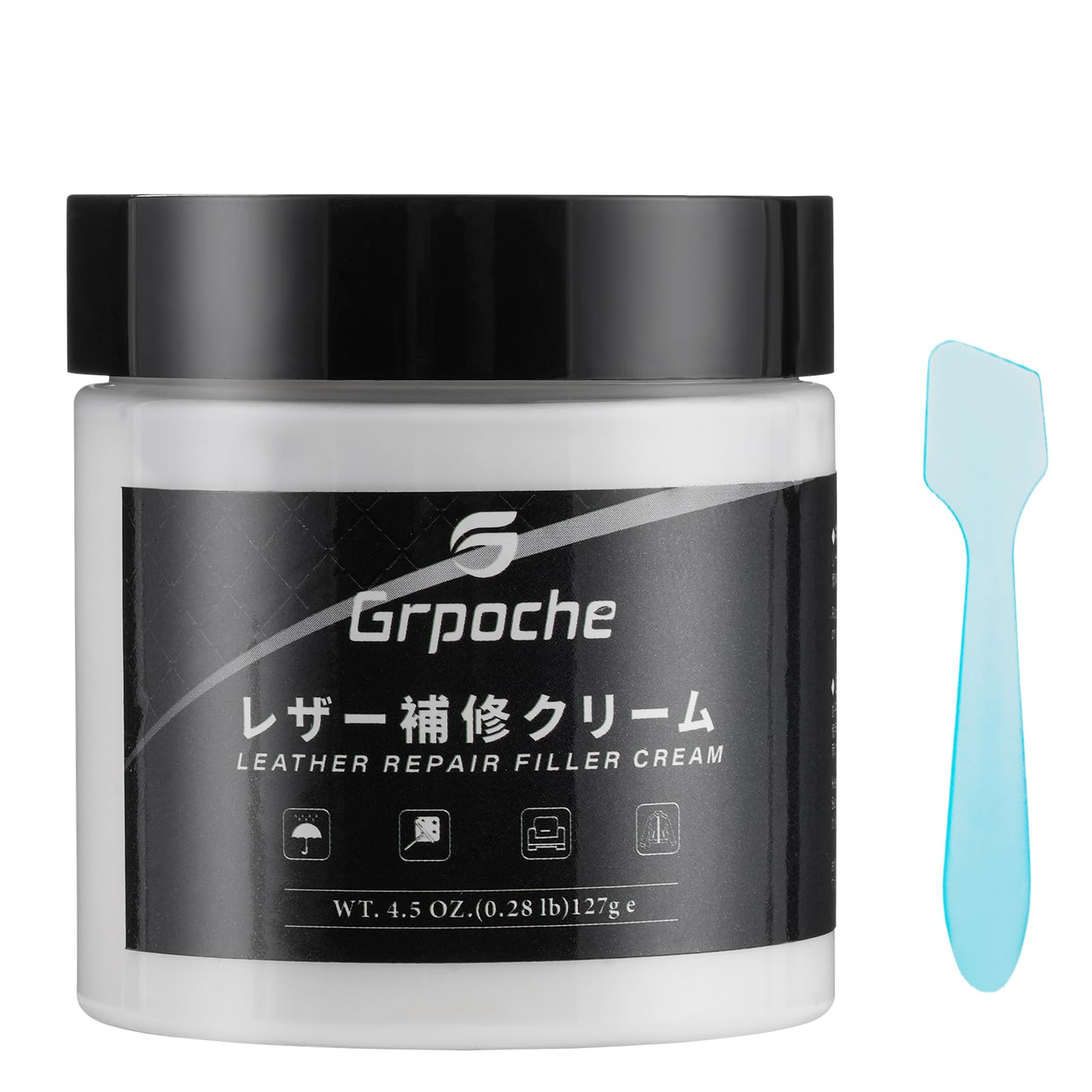 [grpoche] 革 補修 革色落ち補修 ひび割れ 焼けた穴 傷の修復 あらゆる素材の修復 保革 修復 補色 保護 合成皮革 補修 革補修パテ 革キズ補修 皮革製品 革修理用補色 ソファ 財布 ベルト補修 ヘラ付き ホワイト