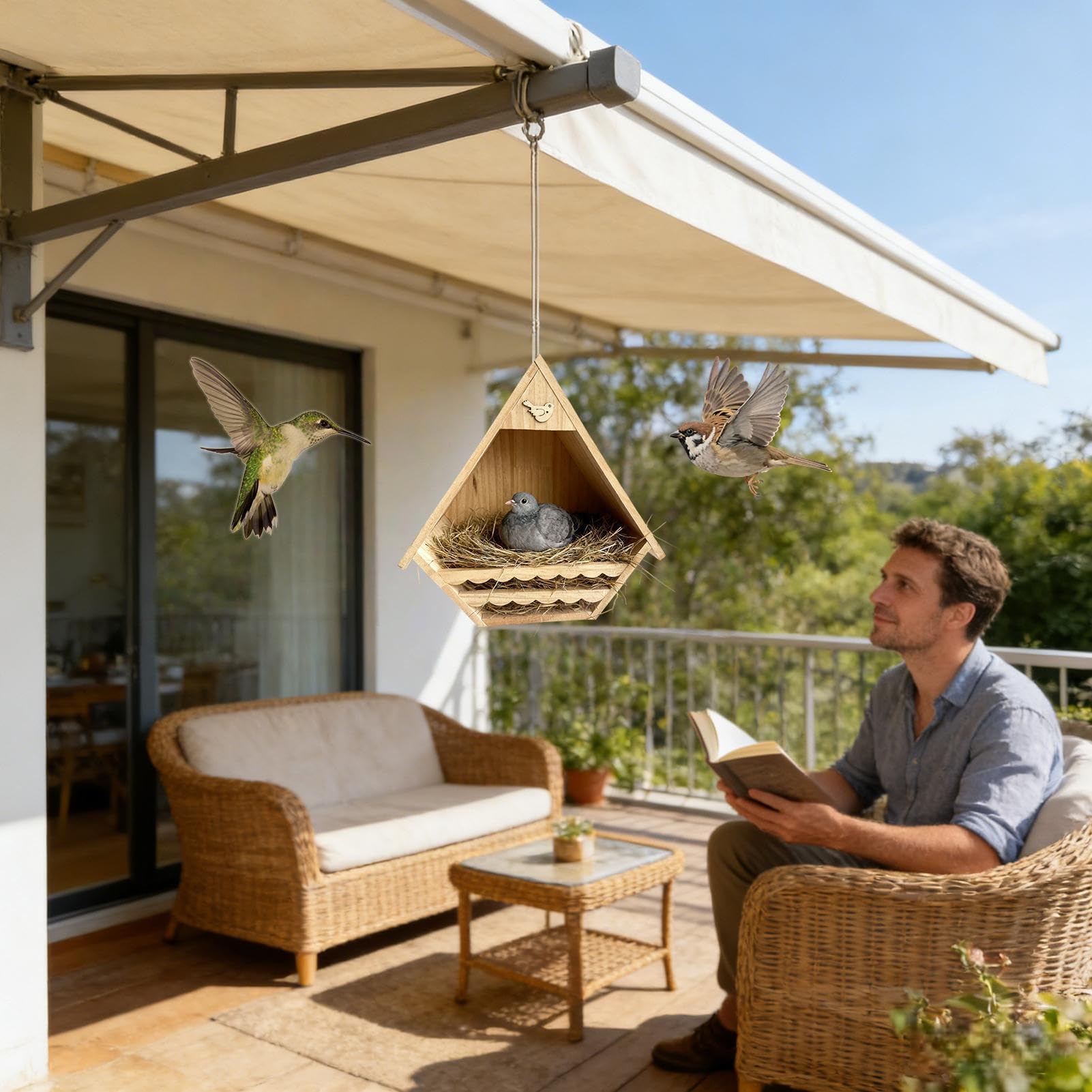 Casa Per Da Esterno, Nidi In Legno, Habitat Di Nidificazione Delle Rondini Per Azzurro Fringuello Passero Rondine Scricciolo Cinciallegra Piccione Giardino Cortile