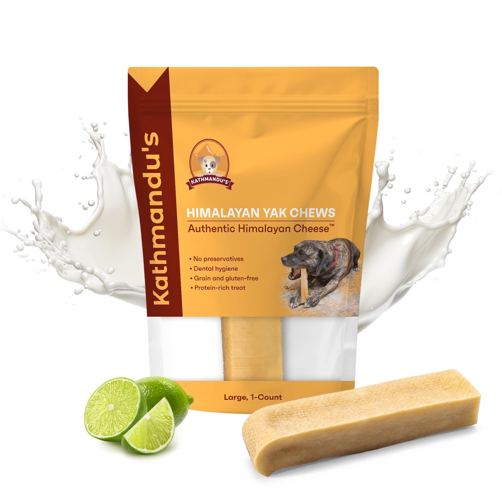 KATHMANDU'S - Authentic Himalayan Cheese Dog Chews - Large, 1-Count - for Improved Dental Hygiene & Protein-Rich Nutrition, No Preservatives