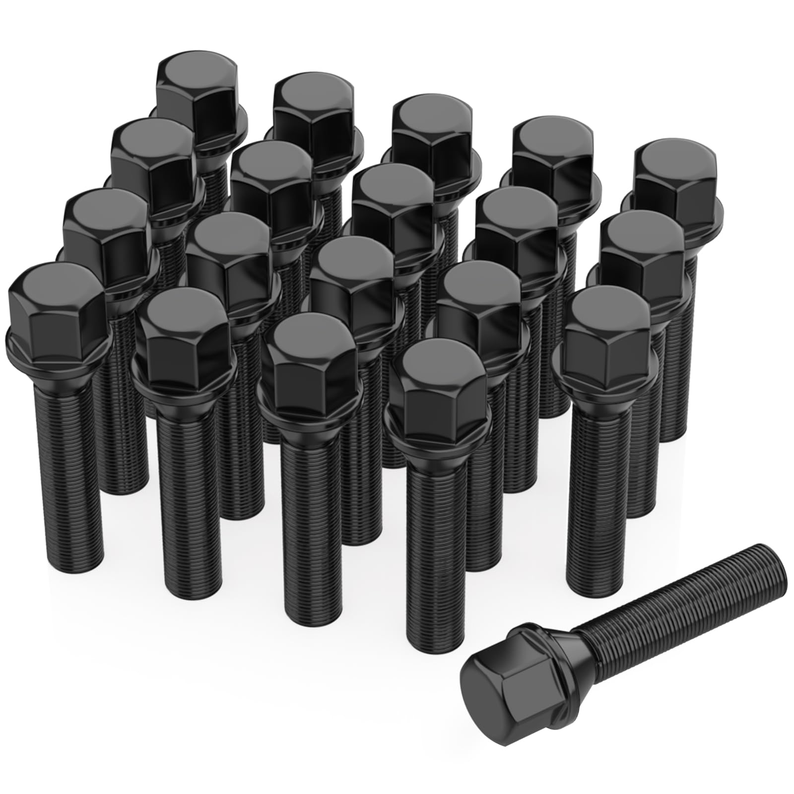 20 Boulons de Roue Filetage 45 mm Pour Élargisseurs de Voie I M14x1,5x45mm I Siège Conique CLÉ 17 mm I Compatibles avec Jantes Aftermarket pour Audi et VW
