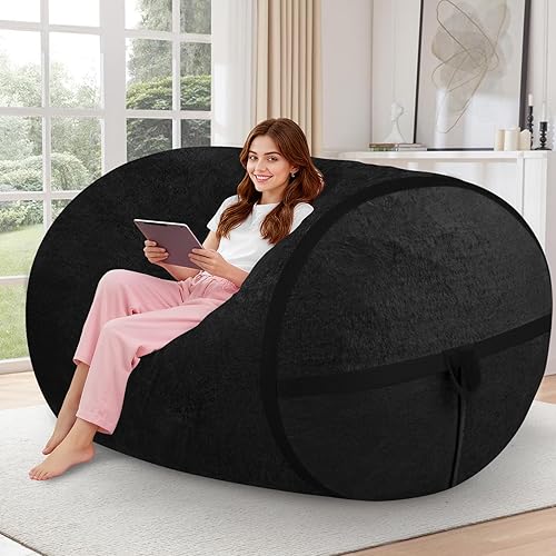 Miniatura 205 de HABUTWAY Puf gigante de 2 pies para adultos, con relleno de espuma viscoelástica, puf grande con funda de terciopelo holandés extraíble para sala de