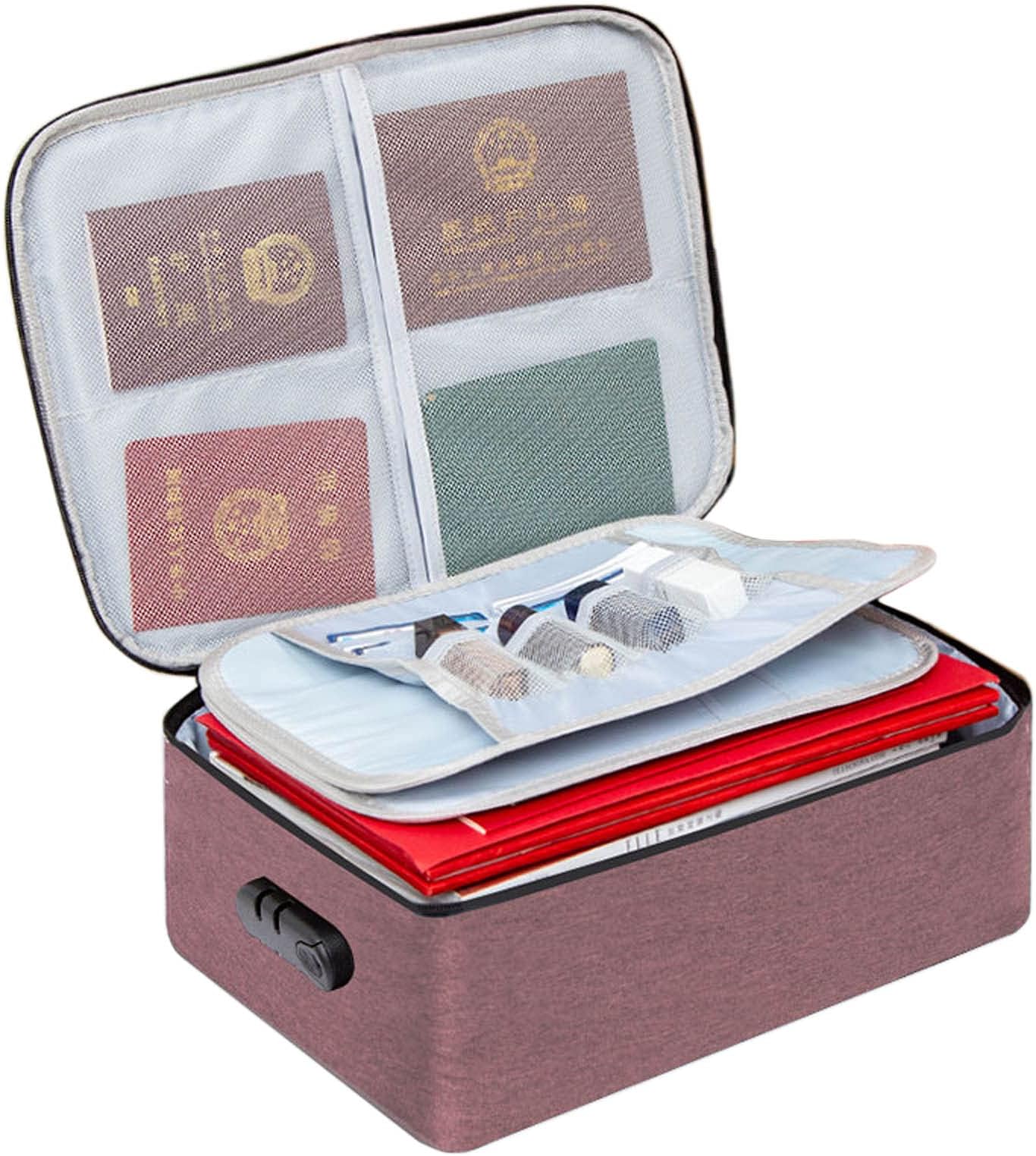 RTTImportant Document Organizer - Sturdy And Spacious Bag for Documents with Lock - Shockproof and Waterproof Document Storage Organizer for Certificate, Diploma, Passport, Laptop, Cards - Brown