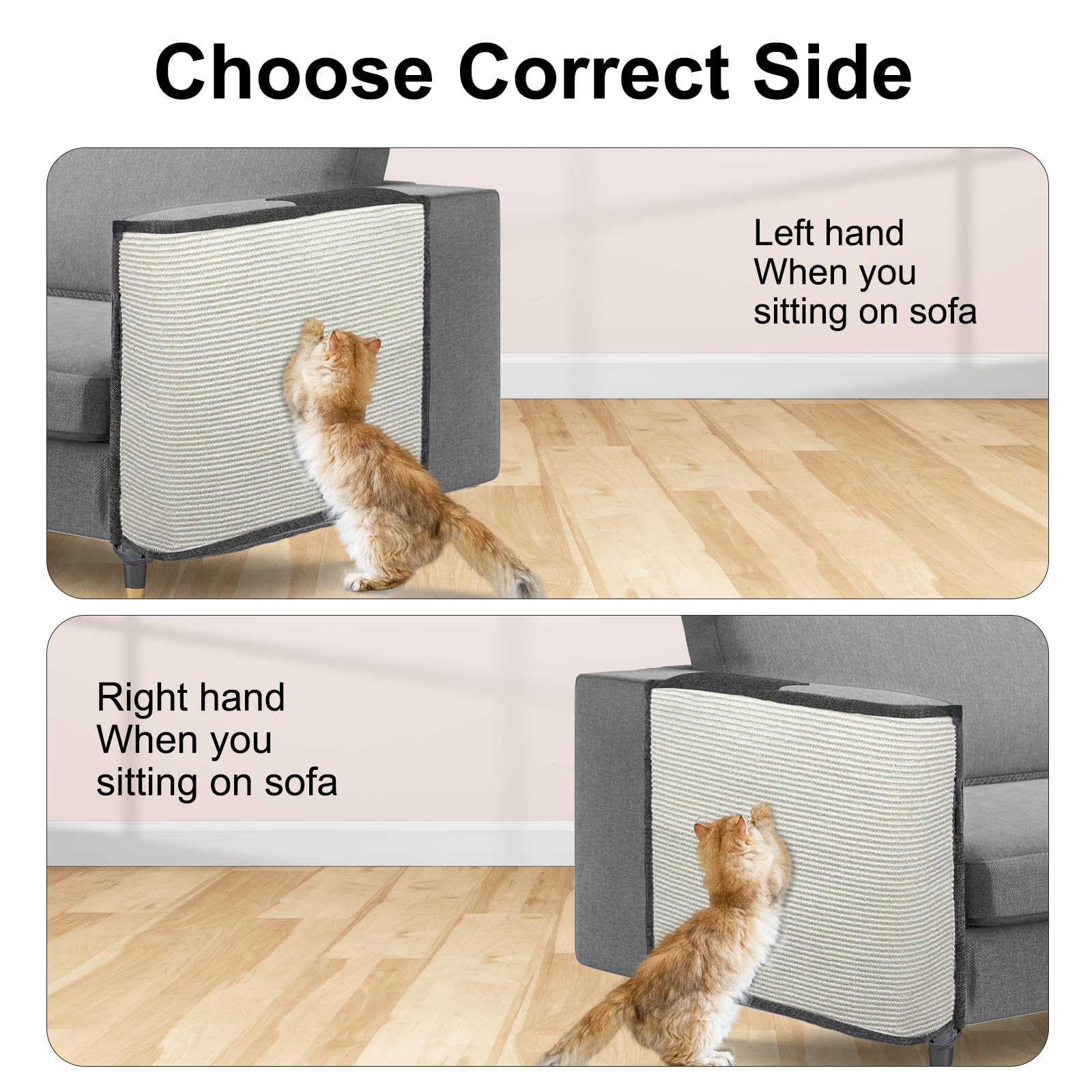 Oroonoko Protector de sofá rascador para Gatos, Protector de Muebles de sisal Natural para Proteger el sofá, la Silla (Mano Derecha)