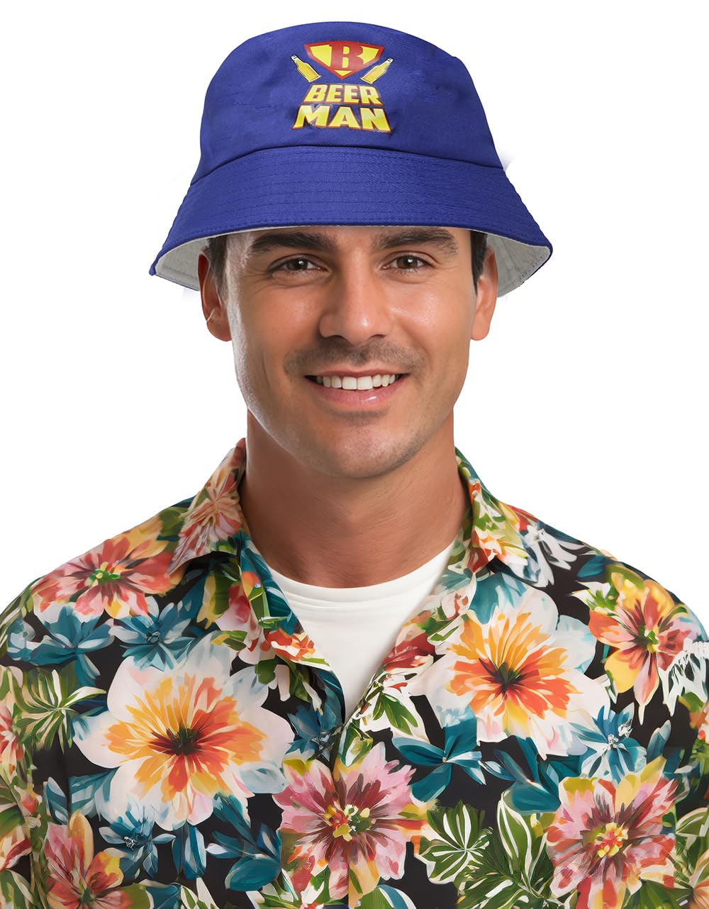 FIESTAS GUIRCA | Beer Man Hat Blue (One Size) - Fun Hat for Beer Parties and Stag Do's - Unisex Accessory for Adults - Ideal for Celebrations and Events - Blue