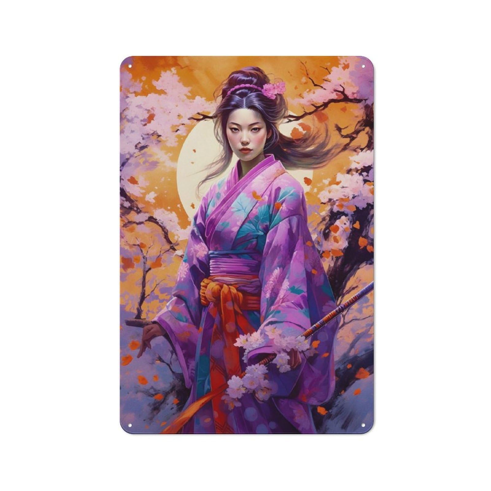Junmoney Girls Cherry Blossom 30X20cm Retro Tin Wall Plaque With For Pub Or Café, A Winter Wall Decor Update For Café Interior Fans