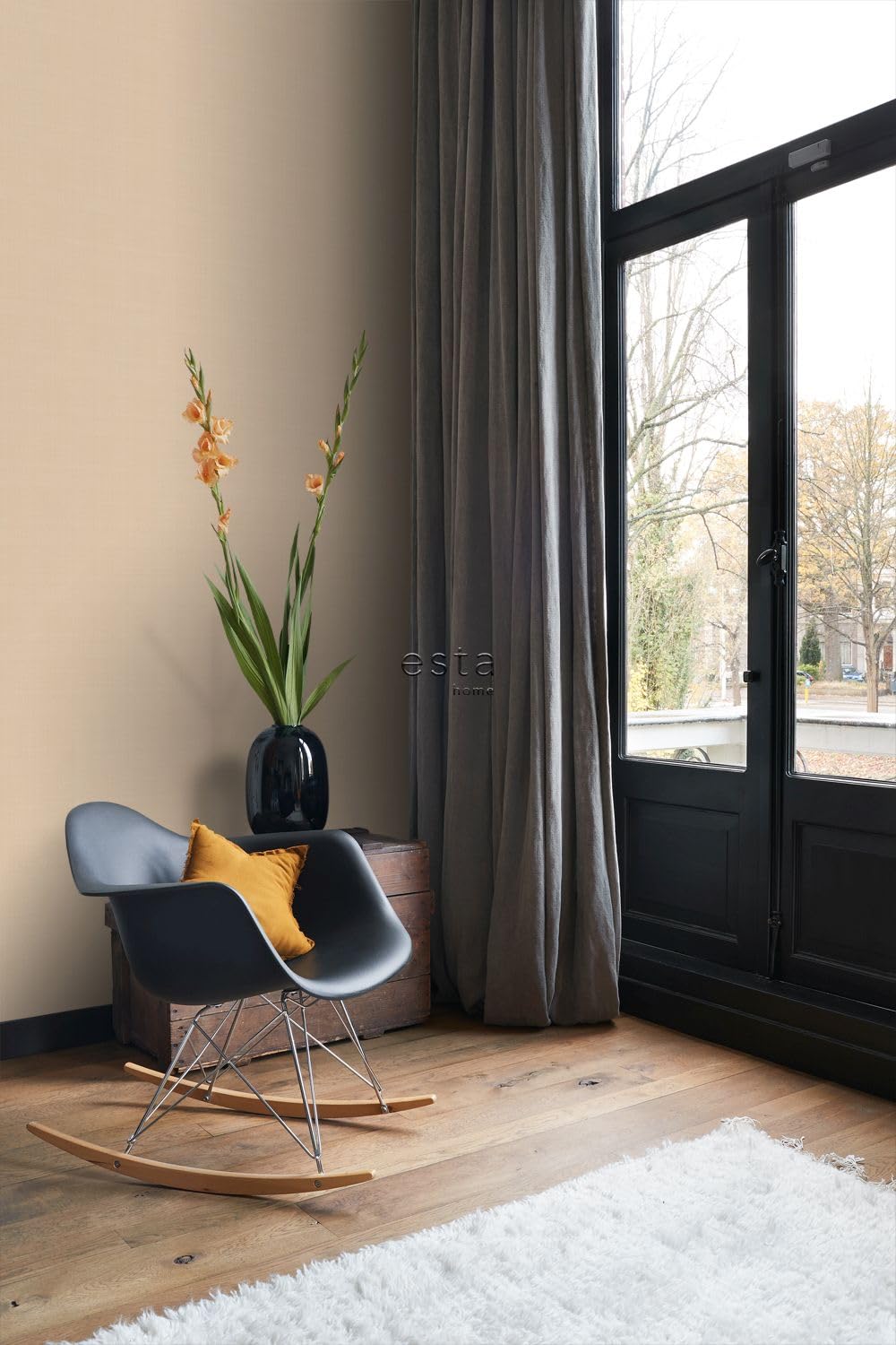 ESTAhome Tapeta lniana tekstura ciepły beż 53 cm x 10.05 m