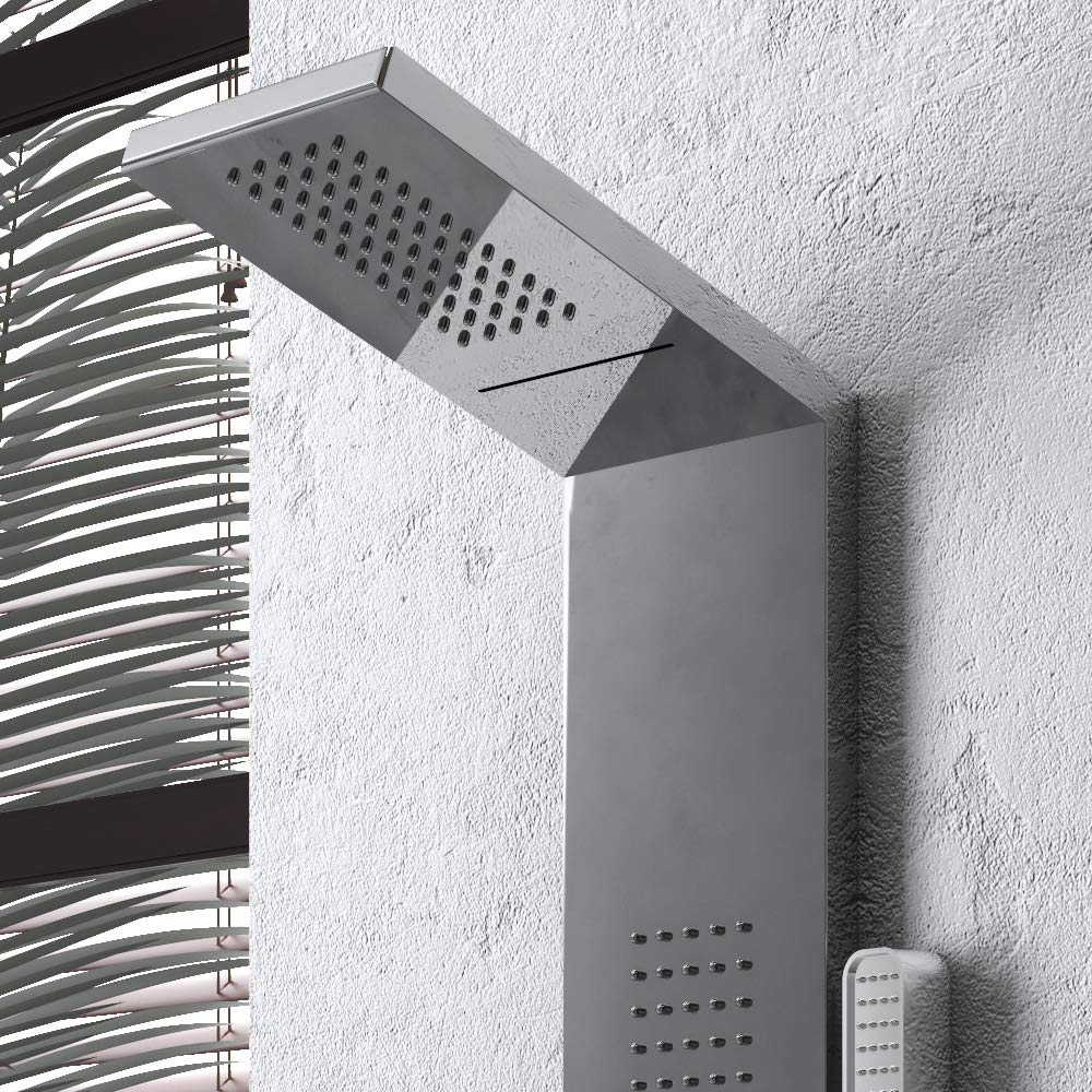Colonna Doccia 002 4 Funzioni Acciaio Inox Getto A Cascata 2 Bocchette Idro Lombari L20xP44xH170