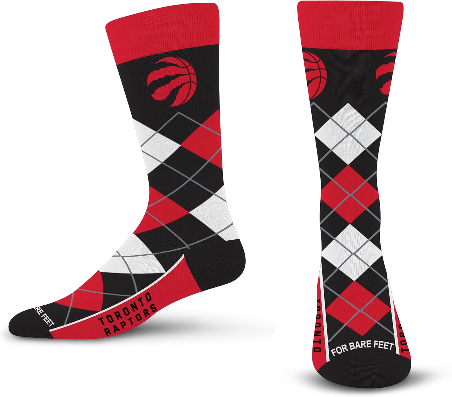 For Bare Feet NBA mens Nba Argyle Remix Dress Sock Toronto Raptors One Size Team