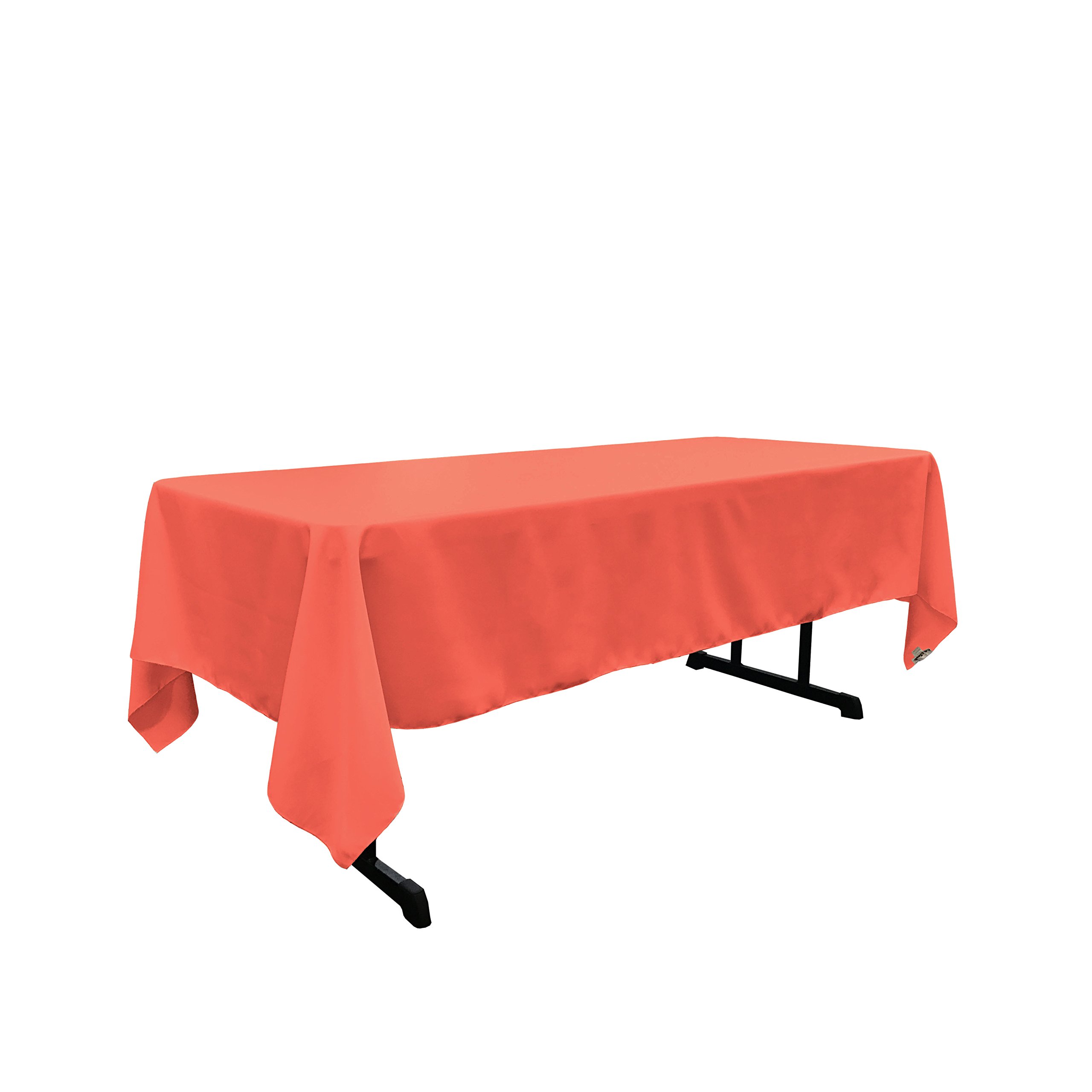 LA Linen Polyester Poplin Rectangular Tablecloth, 60" x 102", Coral