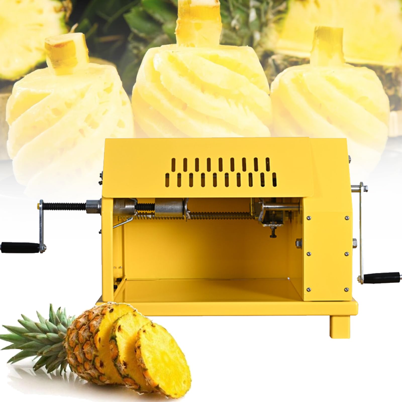 AYCDL Hand Crank Pineapple Peeler, Stainless Steel Fruit Peeler Machine, Clamp Range: 6.5~19.5cm, Pineapple Peeler Corer Slicer Tool
