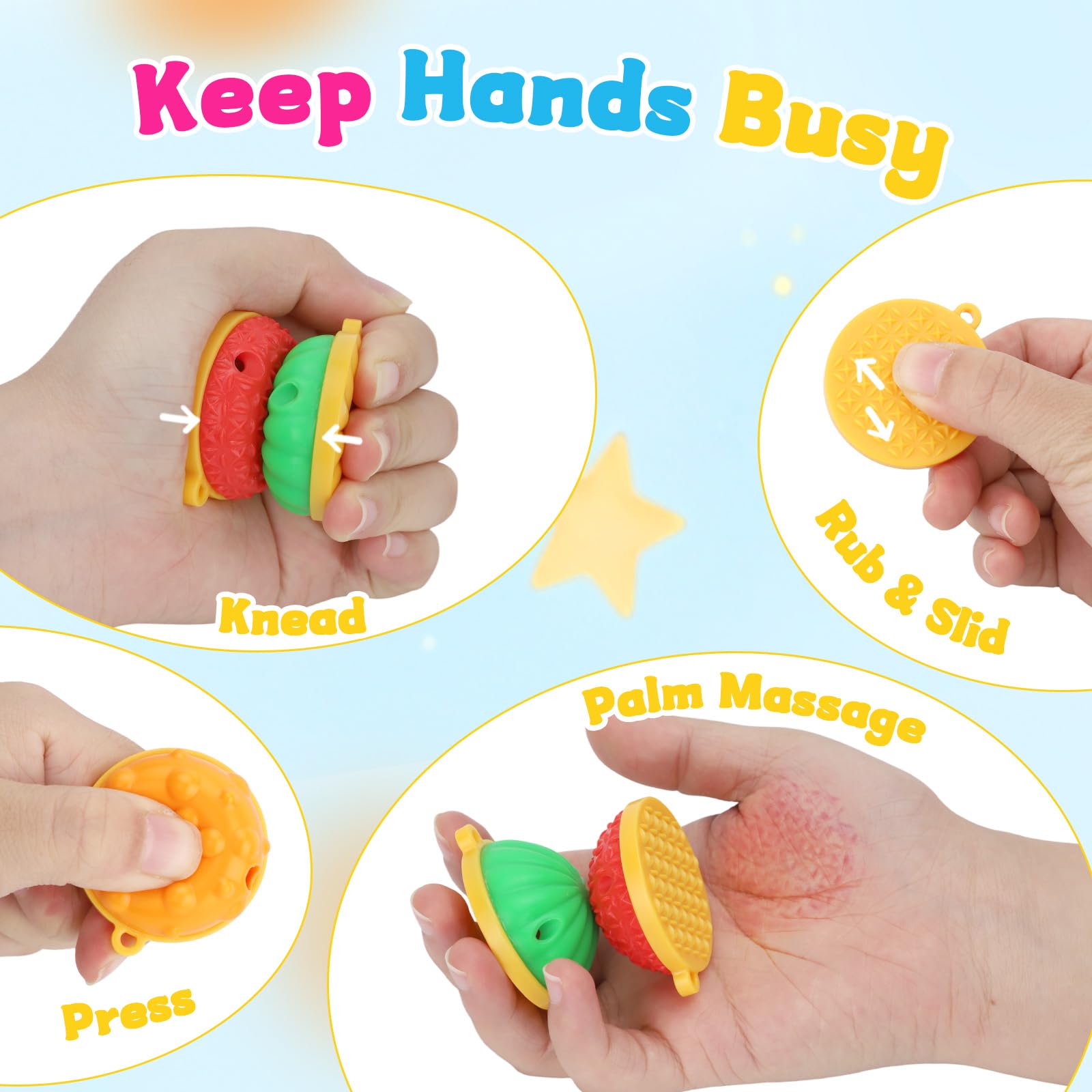 Sensory Fidget Toys Half Ball Keychain for Kids & Adults, 6 Pack Worry Dome Fidgets Toy for Autism ADHD - Image 2