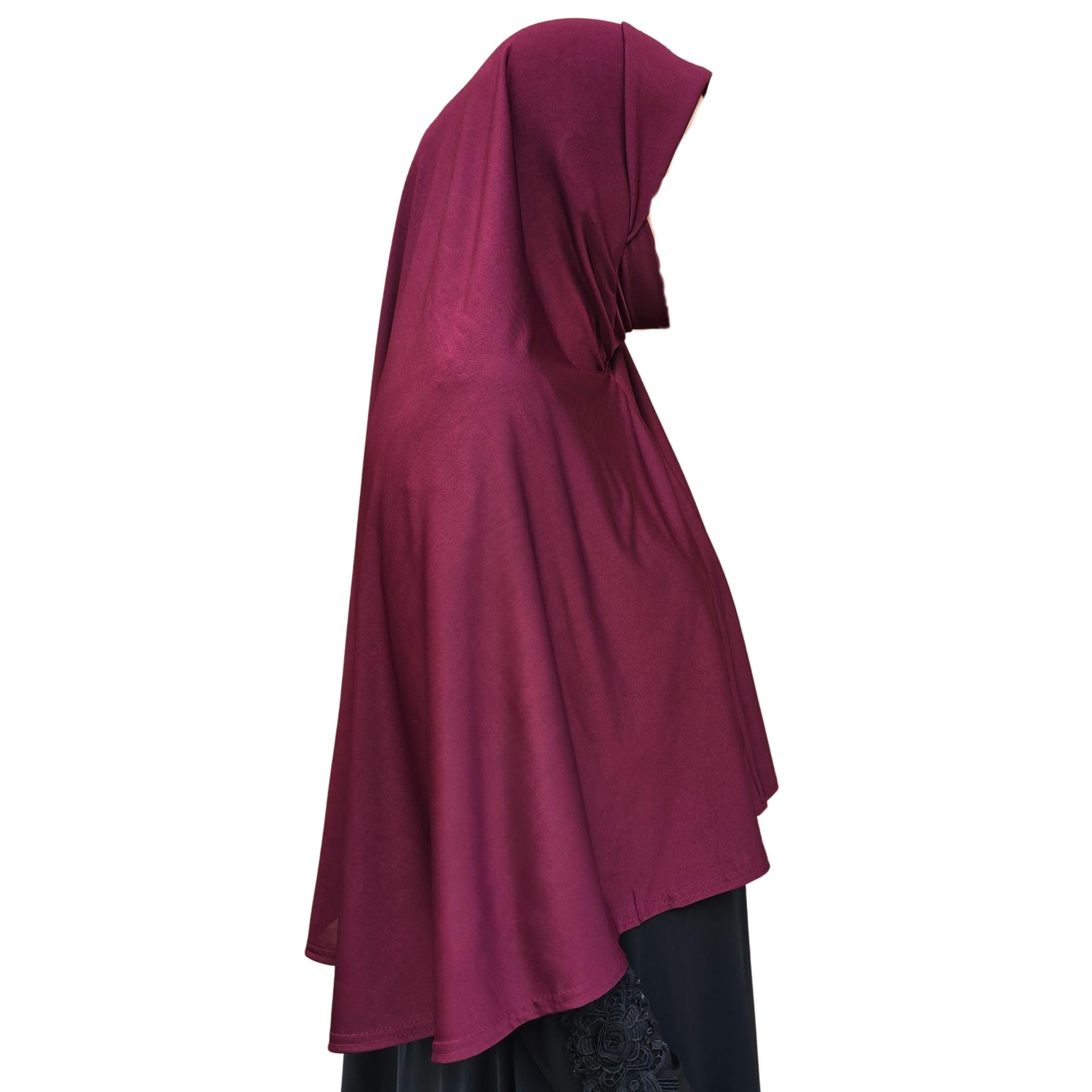 Yaqeen aparell Women´s XL one piece instant Hijab with chin cover al Amira Instant Hijab Ready to Wear Soft Head Wrap Muslim Head Scarf Pull on Headwear (Wine Red)