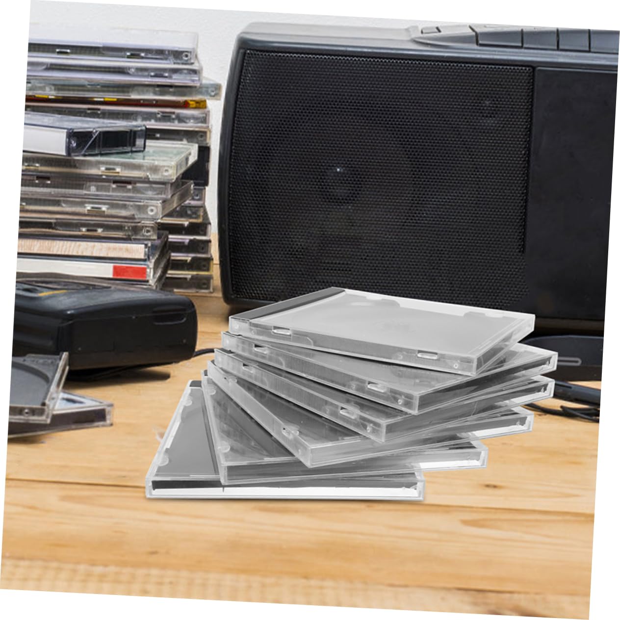 CD Protezione Plastica Dvd Custodie 10 in Trasparente per Pezzi Vassoio Nero Versatile Contenitori Salvaspazio Dischi per Uffici e Scuole