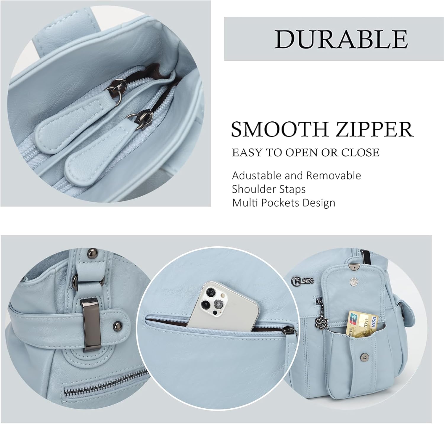 Purses and Handbags for Women Large Hobo Shoulder Bags Soft PU Leather Multi-Pocket Tote Bag | Large, Soft, PU Leather, Multi-Pocket - Image 3