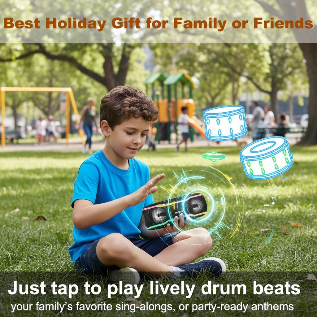 IPX7 Waterproof Bluetooth Speaker, 24H Playtime, LED Lights, Wireless Outdoor Speaker for Pool, Beach, Shower, Blue - Image 3