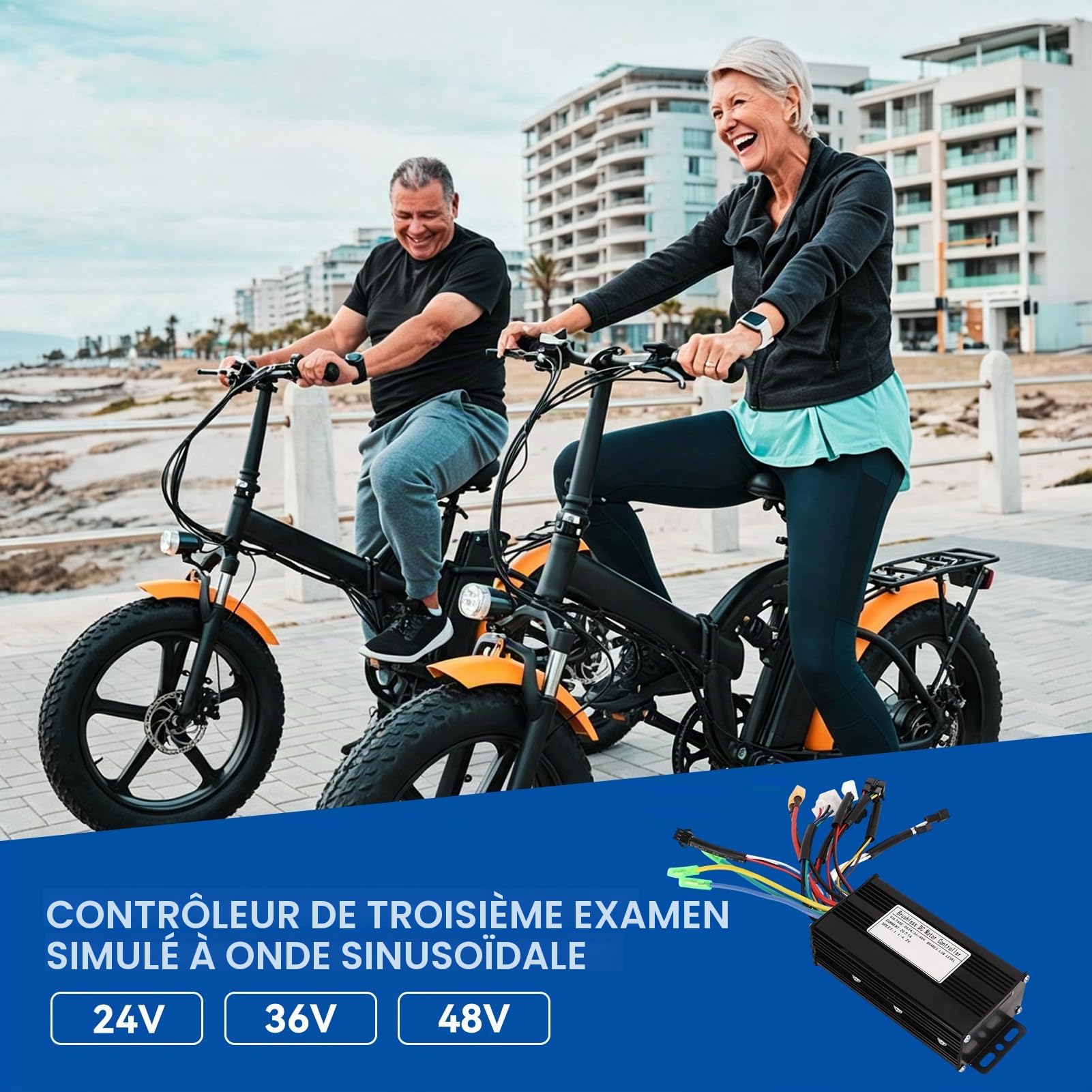 Contrôleur de Moteur sans Balais, Contrôleur vélo électrique 24V 36V 48V Contrôleur à 3 modes onde sinusoïdale scooter Accessoires trottinette électrique pour Vélo Électrique Scooter Électrique