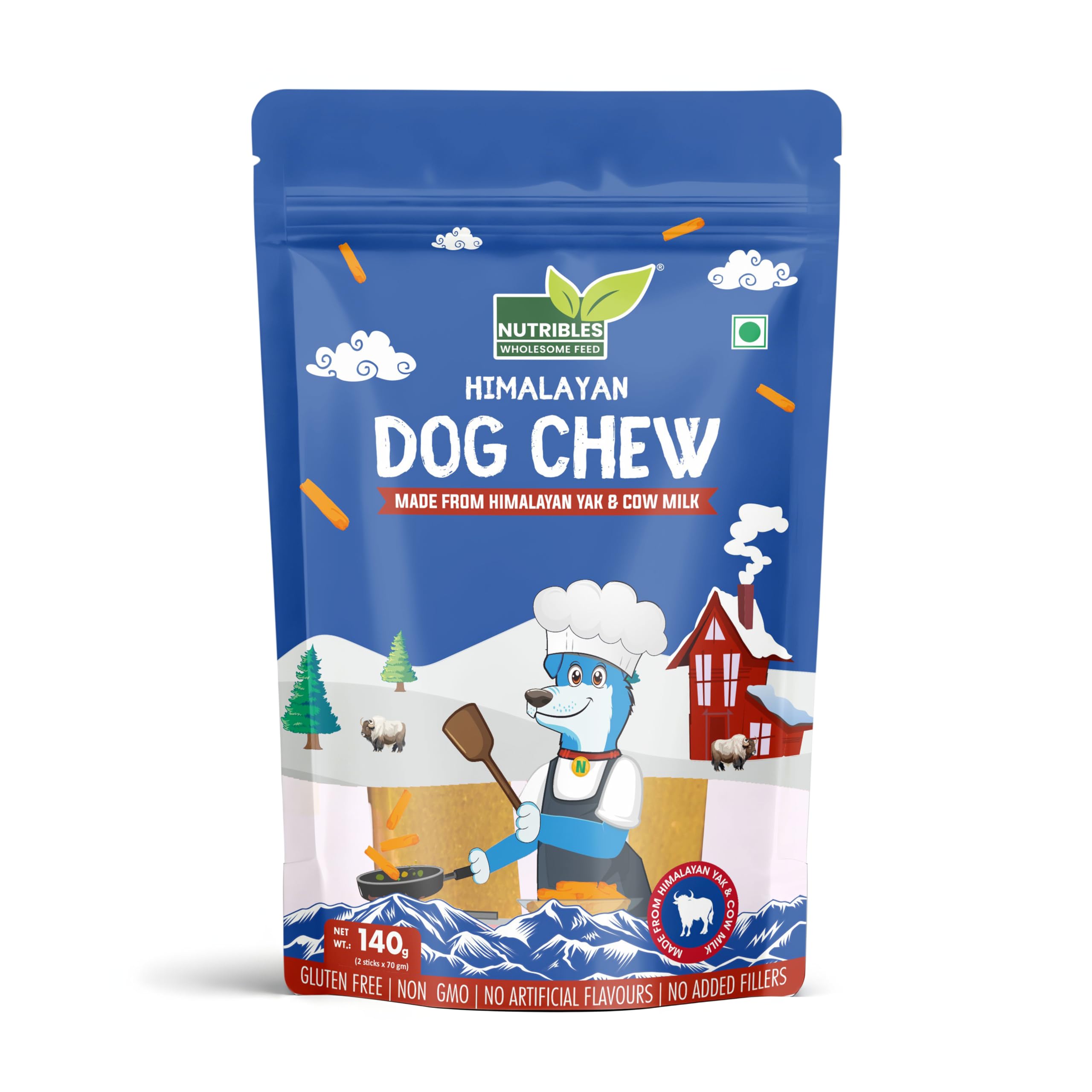 Nutribles 140 GMS Himalayan Dog Chew Sticks | Natural Real Yak & Cow Milk Cheese | Vegetarian Dental Sticks for Healthy Teeth & Gums | Dental Chewsticks for Medium Dogs | Pack of 2