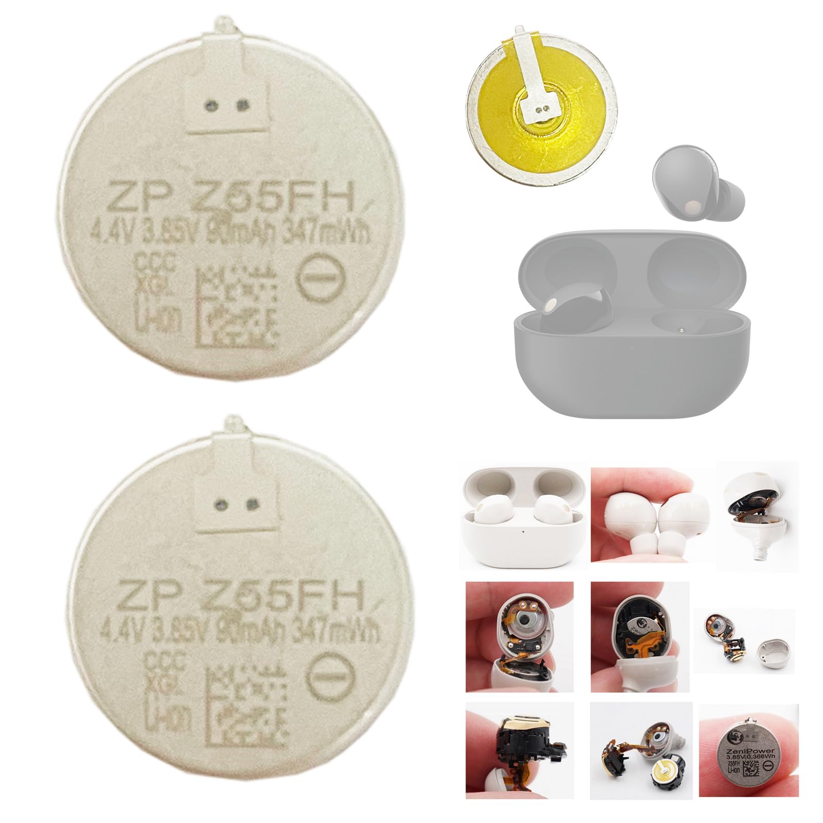 Nuovi aggiornamenti nel 2024 Z55FH - Batteria sostitutiva Aousavo Z55FH, compatibile con So-ny WF-1000XM5 WF1000XM5 Bluetooth Headphones Series Z55FH, 2 pezzi