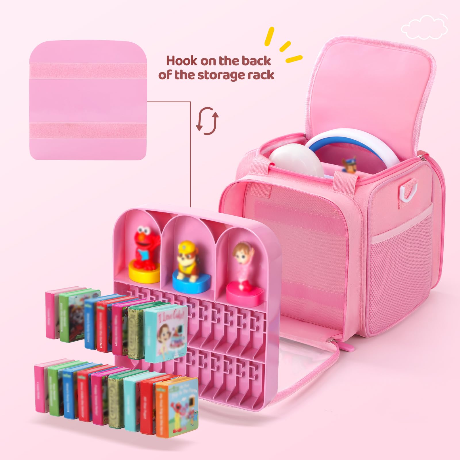 Custodia da trasporto per Little Tikes Story Dream Machine, grande capacità, adatta per proiettori, cuffie, personaggi di personaggi, piccoli libri dorati, con finestra trasparente e tracolla