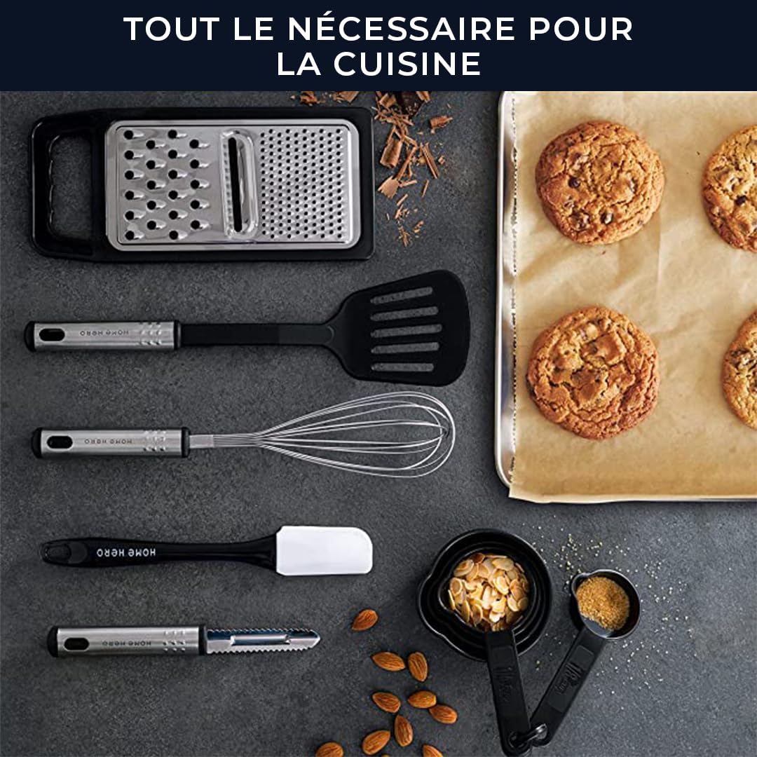 Home Hero Set Ustensiles de Cuisine Anti Adhésif Résistant (Ustensiles en nylon, 25 pièces)