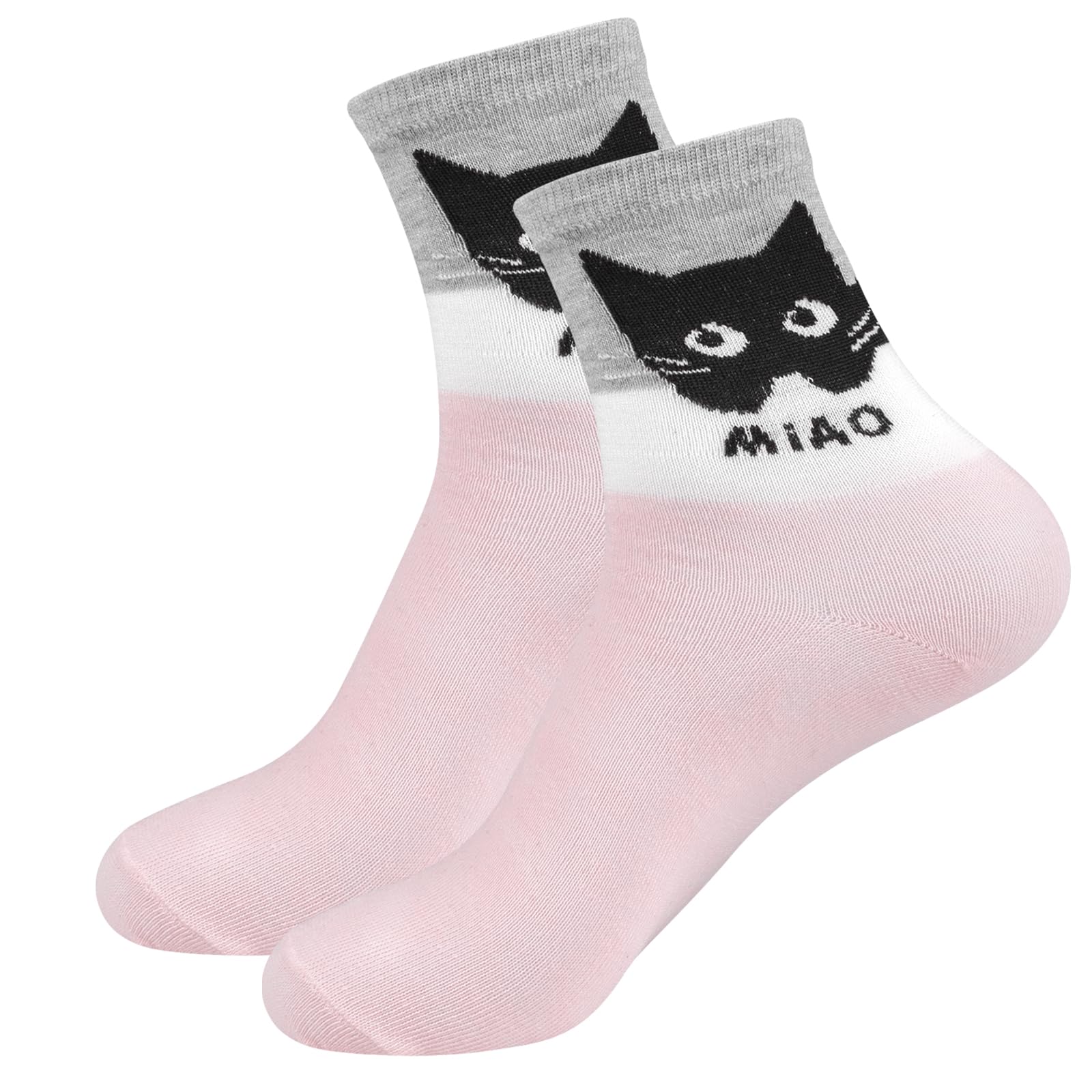 FACHOI Cotton Cat Socks Womens Funny Cat Animal Socks Novelty Crew Sock Unique Stocking Fillers Idea F1-HMTAW (UK, Alpha, One Size, Regular, Regular, Pink)