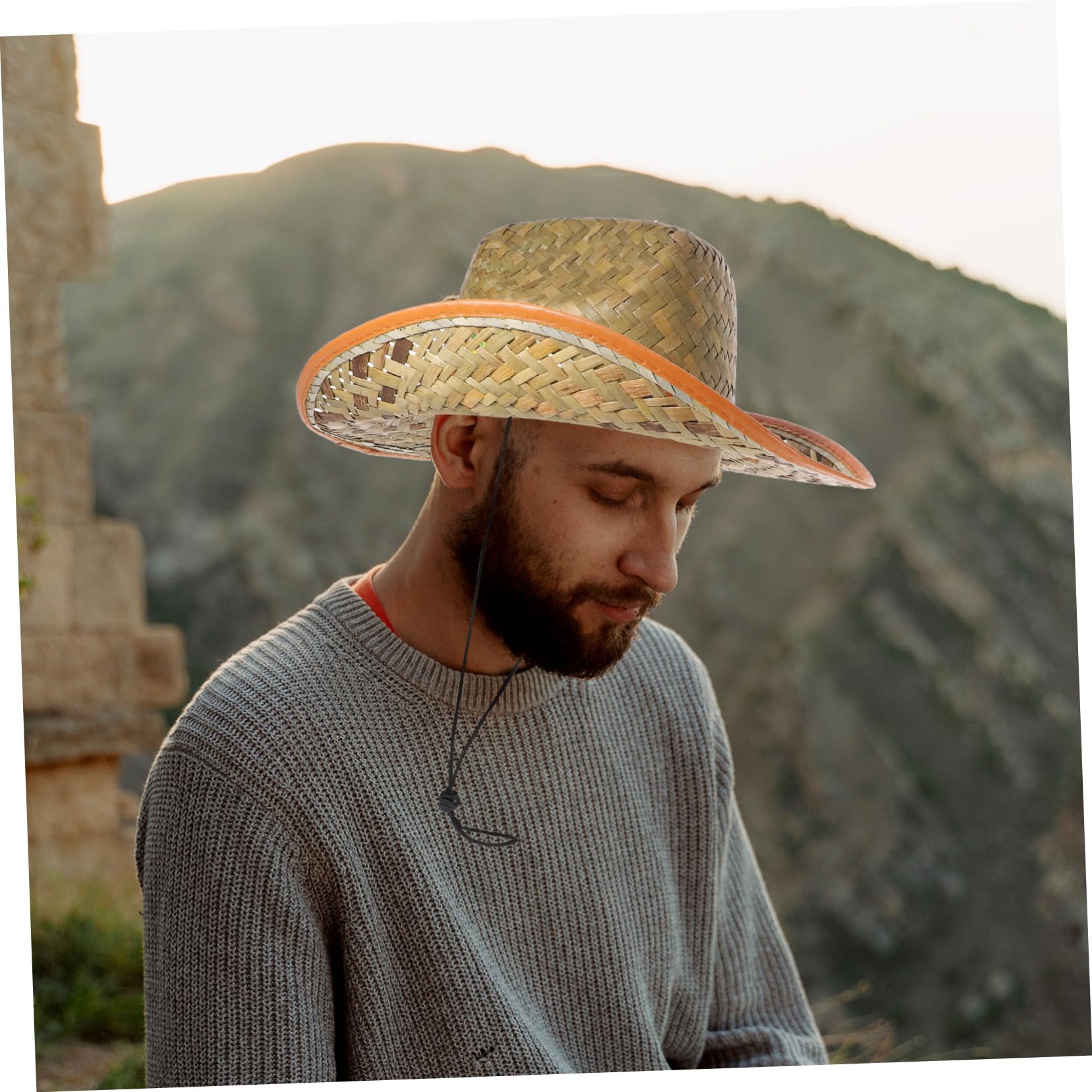 POPETPOP Sombrero para Sol Masculino, ala Ancha Transpirable y Cómodo, Adecuado para Vacaciones Playa