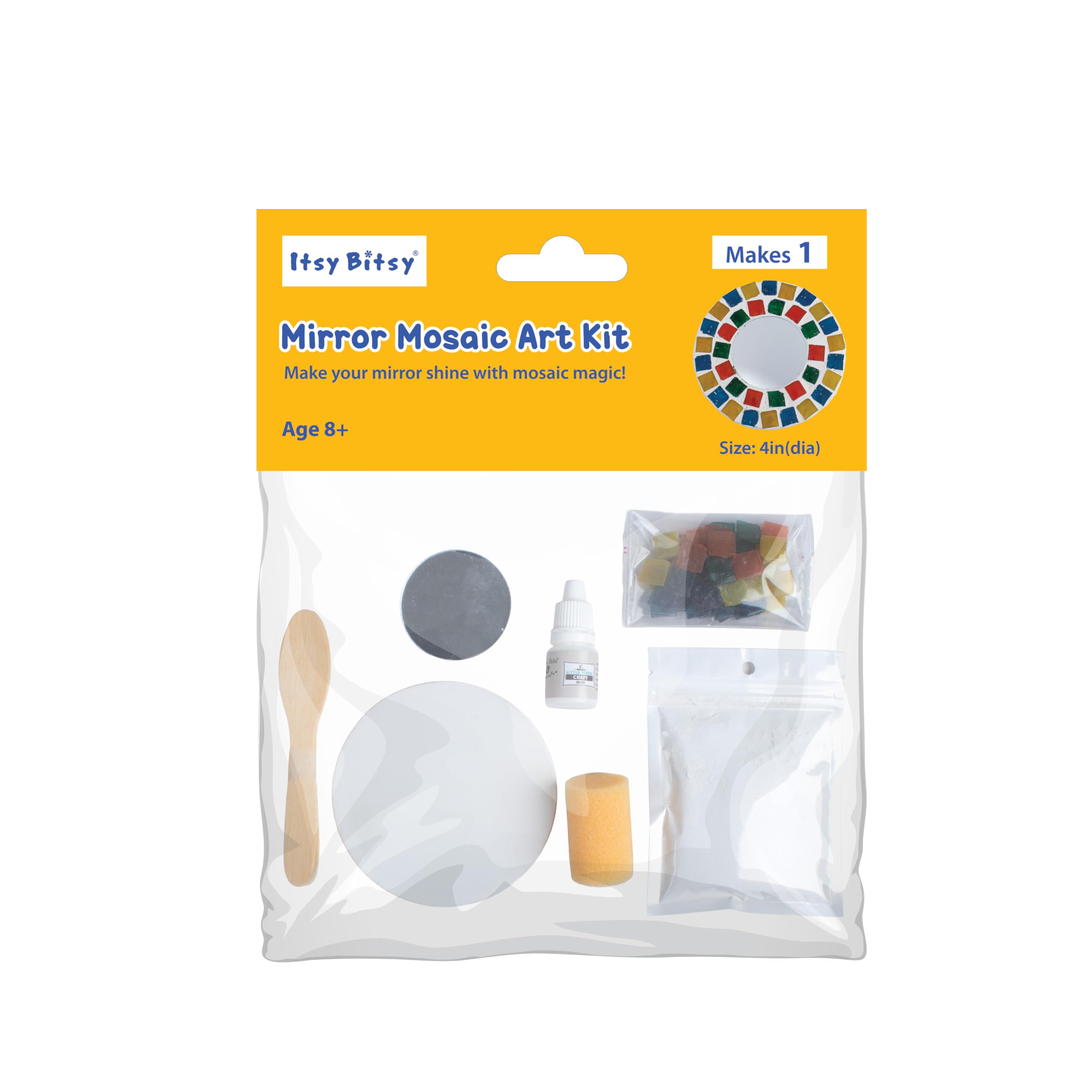Itsy Bitsy DIY Mirror Mosaic Art Kit Round 4 Inch Decorative Craft | Perfect for kids, art and craft, DIY activities, creative learning, school projects and handmade gift making.-image-35