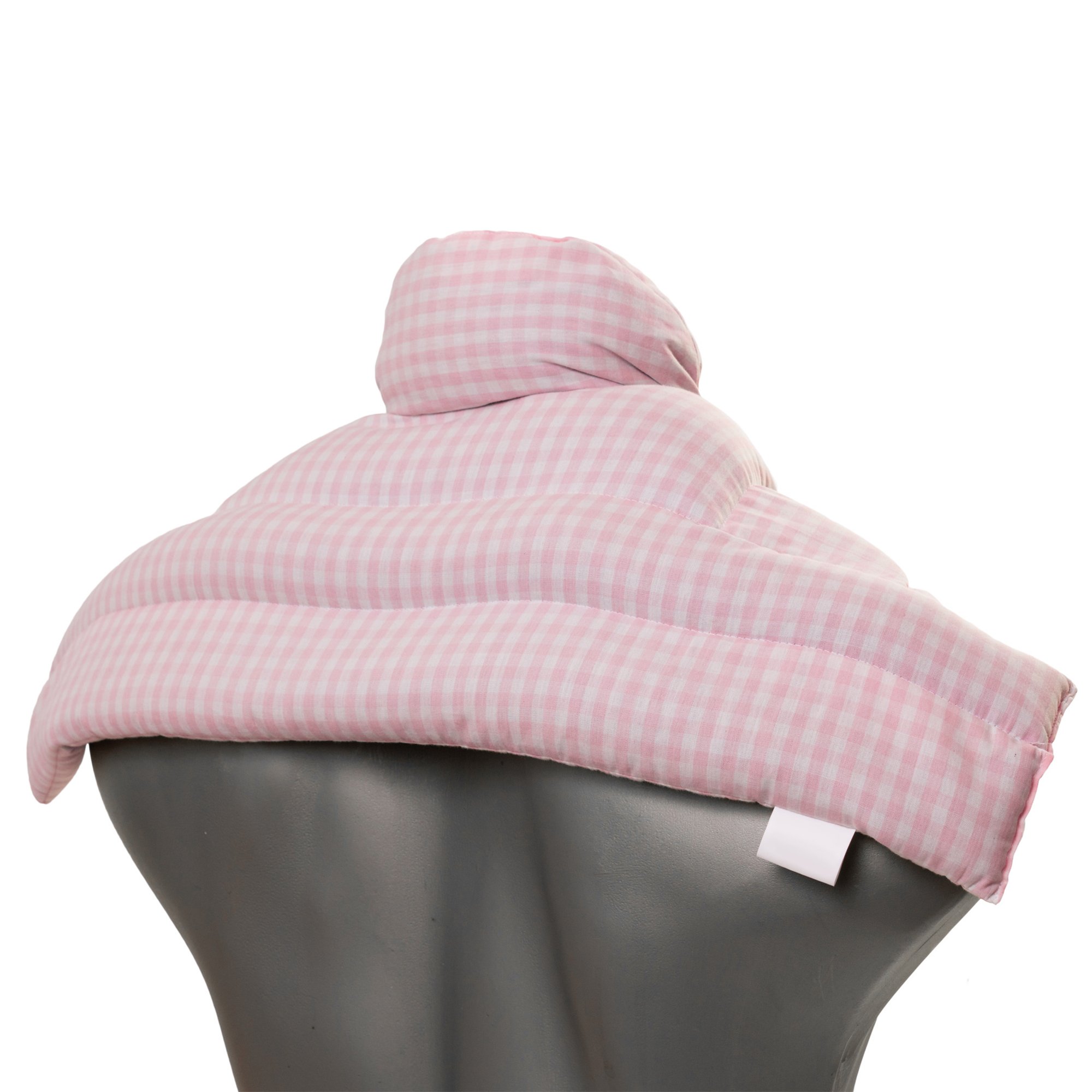 Cuscino termico cervicale XL per collo, spalle e schiena - Cuscino termico con semi di uva - rosa-bianco - Cotone bio/organico