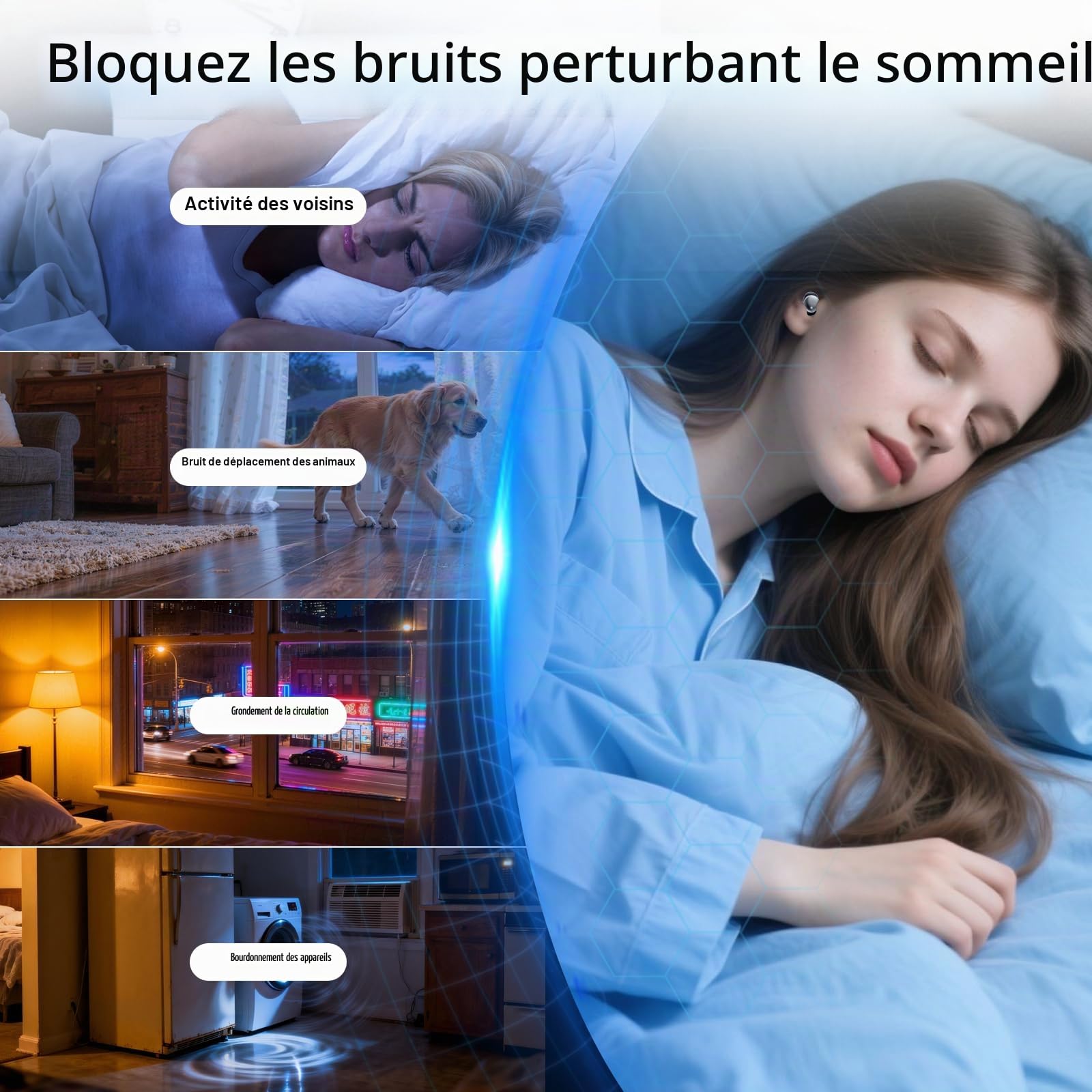 Ecouteurs Bluetooth sans Fil Écouteurs Sommeil Dormir Avec Suivi Sommeil