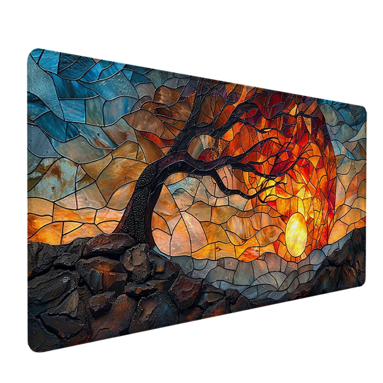 áRbol Alfombrilla Ratón Gaming XXL 1500 x 800 mm, Alfombrilla Gaming Amarillo Mousepad con Base de Goma Antideslizante, Impermeable Desk Mat para Teclado y Raton, Accesorios Gaming, Regalos Z-9