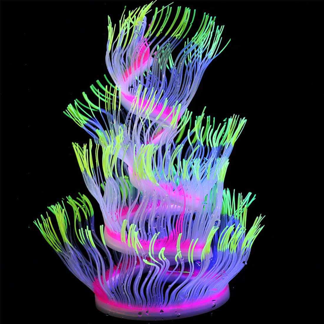 GGUFAY Paquete de 1 Decoraciones de Acuario de Arrecife de Coral Brillante, anémona, simulación de Planta de Coral, decoración Brillante de Silicona——anémona Artificial