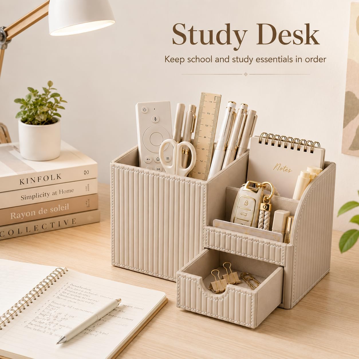 modern desk organizer with drawer and compartments