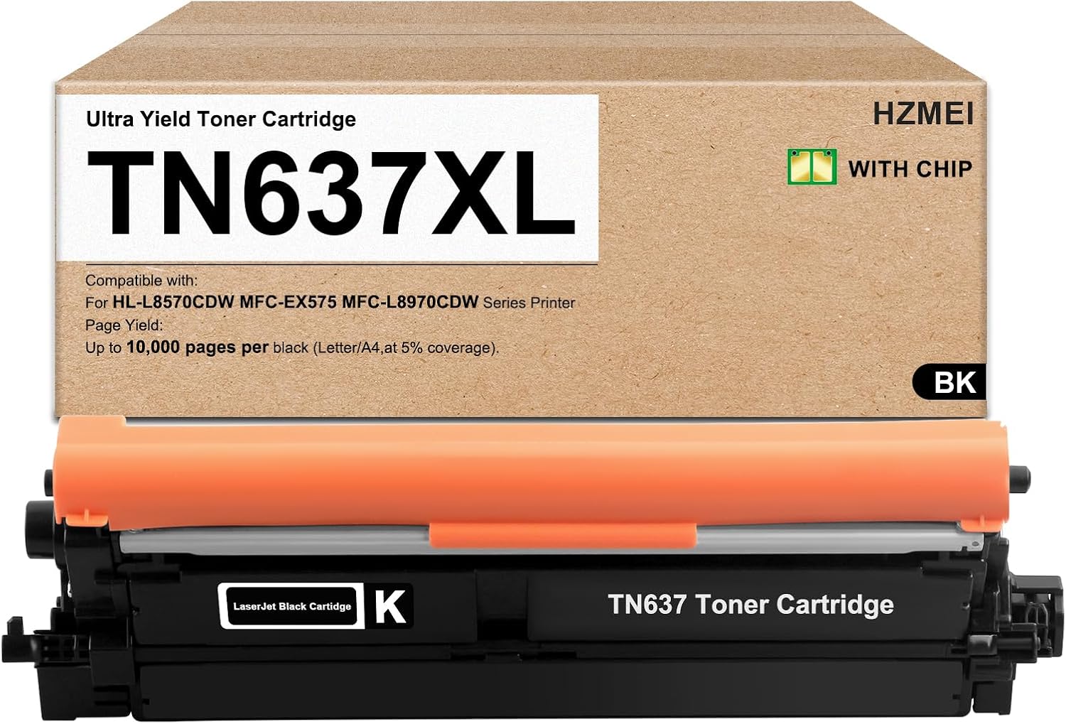 Ultra High Yield TN637 TN637XL Toner Cartridge TN637BK Toner Compatible with Brother TN637 Black Toner Cartridge HL-L8570CDW MFC-EX575 MFC-L8970CDW Printers,Black