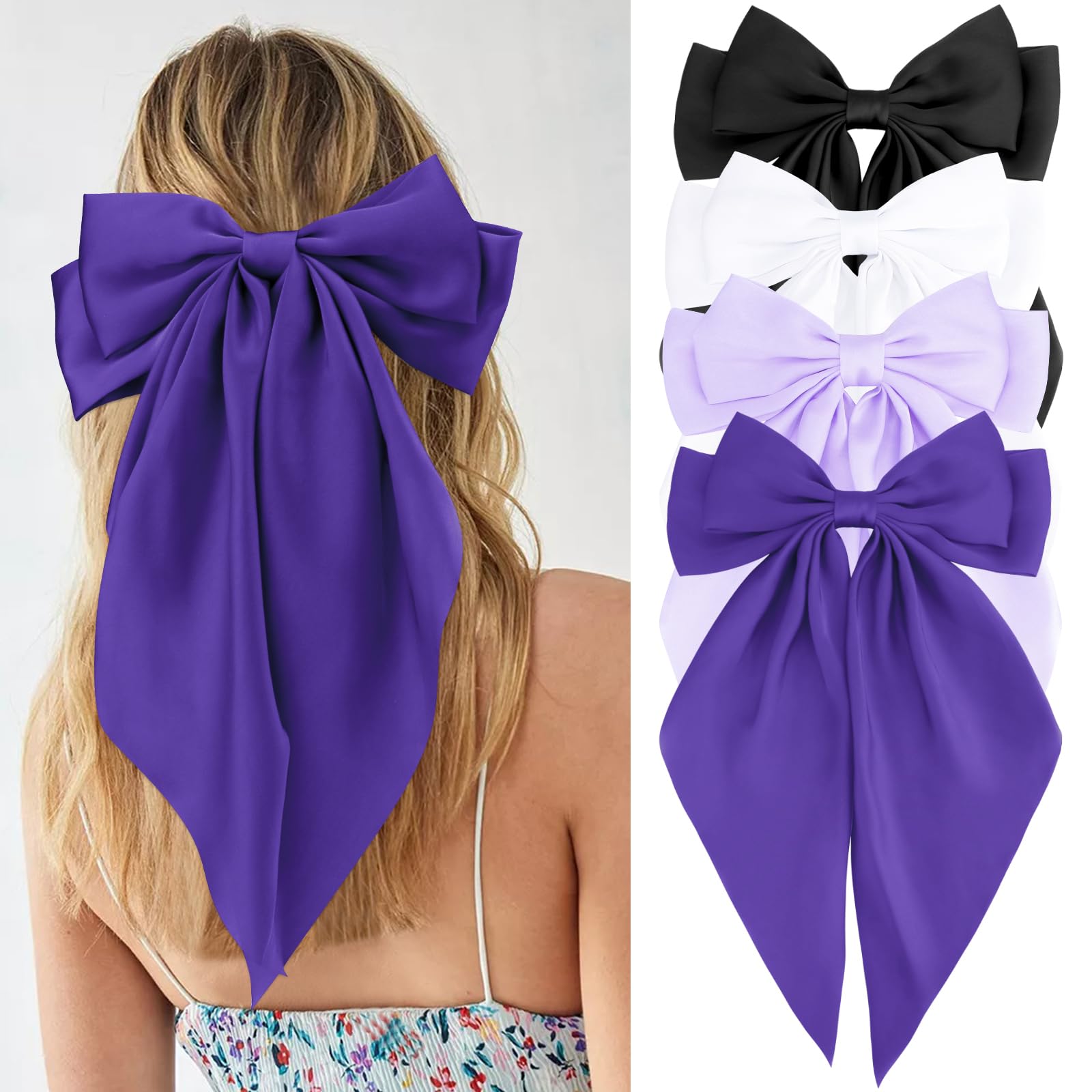 Gorgeous Purple & Black Velvety French Hair Clip, Vintage Hair  Bow Purple velvet Lacy Hair Bow – Numonday main image 4