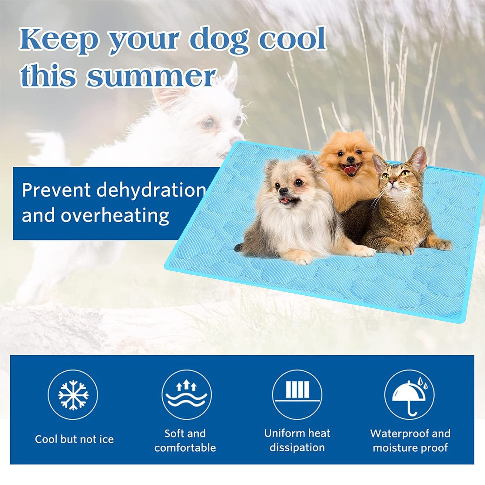 Alfombra Refrescante para Perro,100*70cm Colchon Mascotas para Verano,Enfriamiento para Camas de Mascotas,Plegable,Impermeable y Resistente a la Rotura,Mantener a Las Mascotas Frescas en Verano(XL)