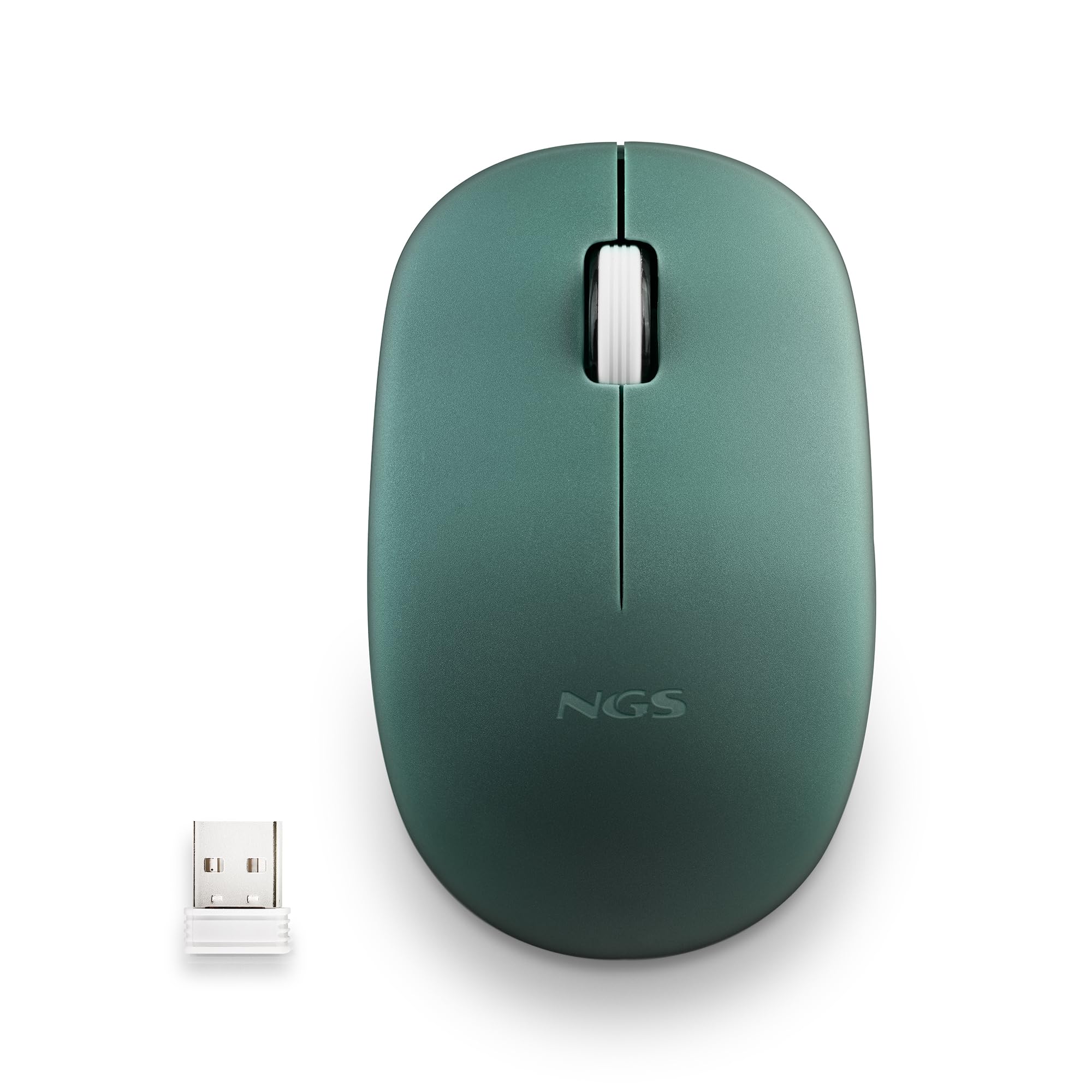 NGS Fog Pro Green – Ratón Inalámbrico Óptico 1000 dpi, Nano USB, Botones Silenciosos, Plug & Play, Ambidiestro, Compatible con PC, Mac y Portátil, Verde