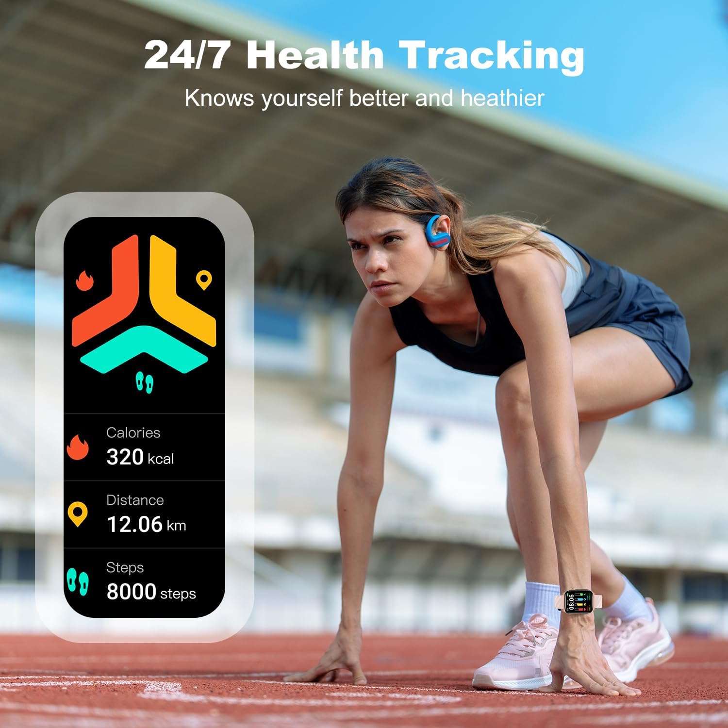 Smartwatch displaying daily activity tracking data