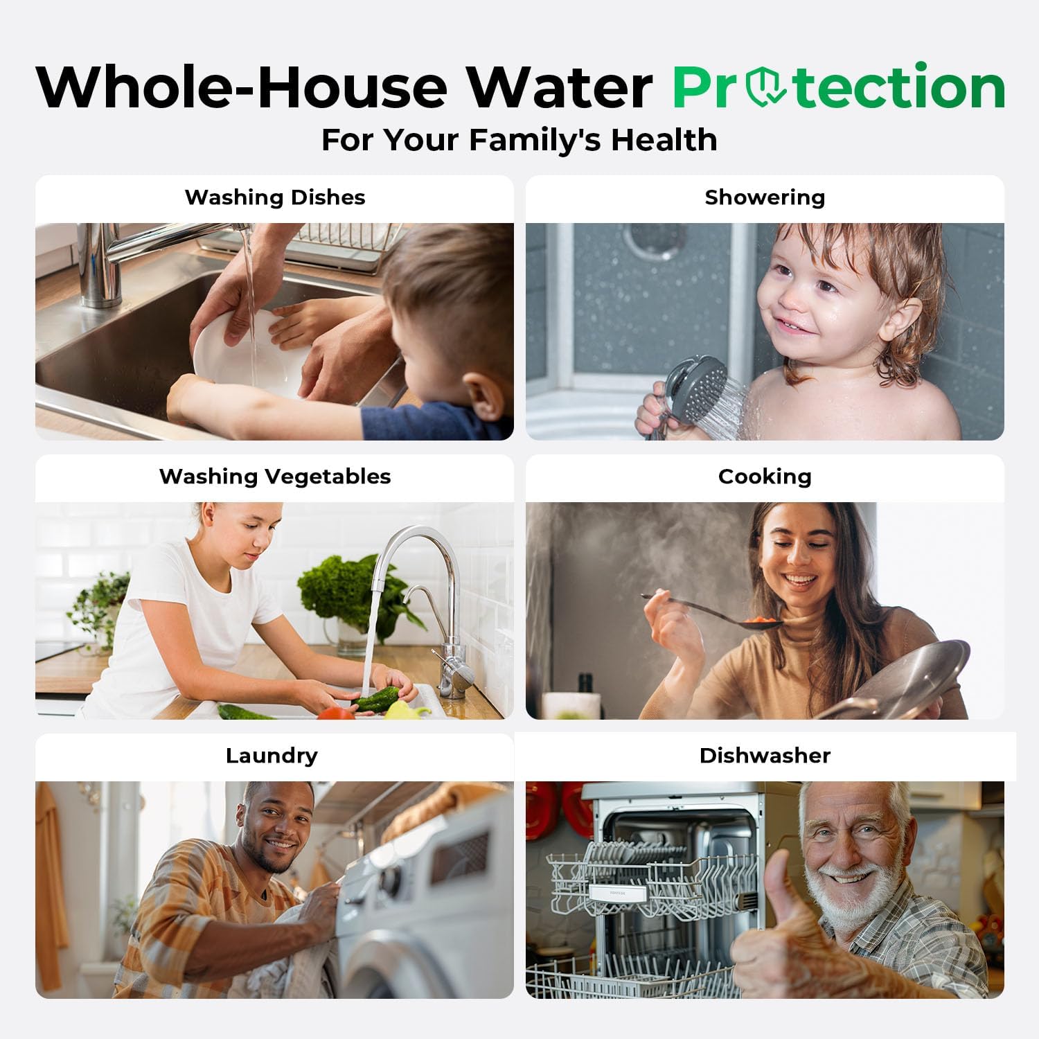 iSpring Sistema de filtración de agua WGB31B para toda la casa, reduce hasta un 99% de cloro, sedimentos, sabor y olor, 3 etapas con filtros de bloque de carbón y sedimentos de 10 pulgadas, entrada
