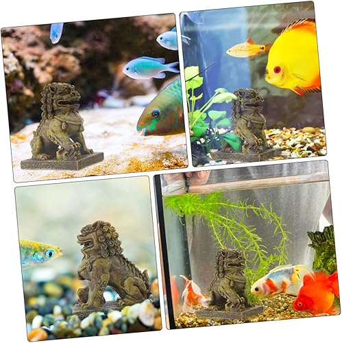 Miniatura 9 de Happyyami 2 piezas de adorno de león micro paisaje acuario decoración manualidades con diseño chino símbolo de fuerza y prosperidad para peceras y