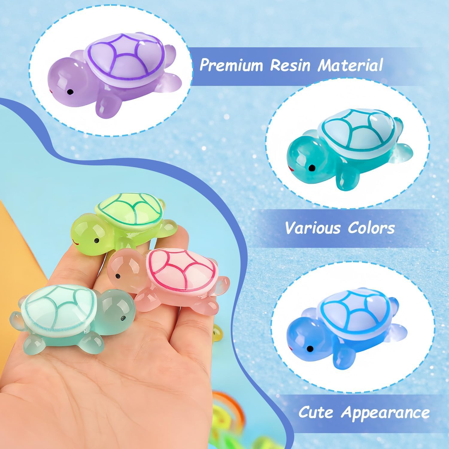 lrgnixs Mini Turtles,10 Pcs Luminous Resin Turtles Sea Animals Toys For Decor,Multicolor Turtle Toy Mini Resin Animals Figure,Tiny Turtles Figures for Home Garden Aquarium Dollhouse Decor - Image 4