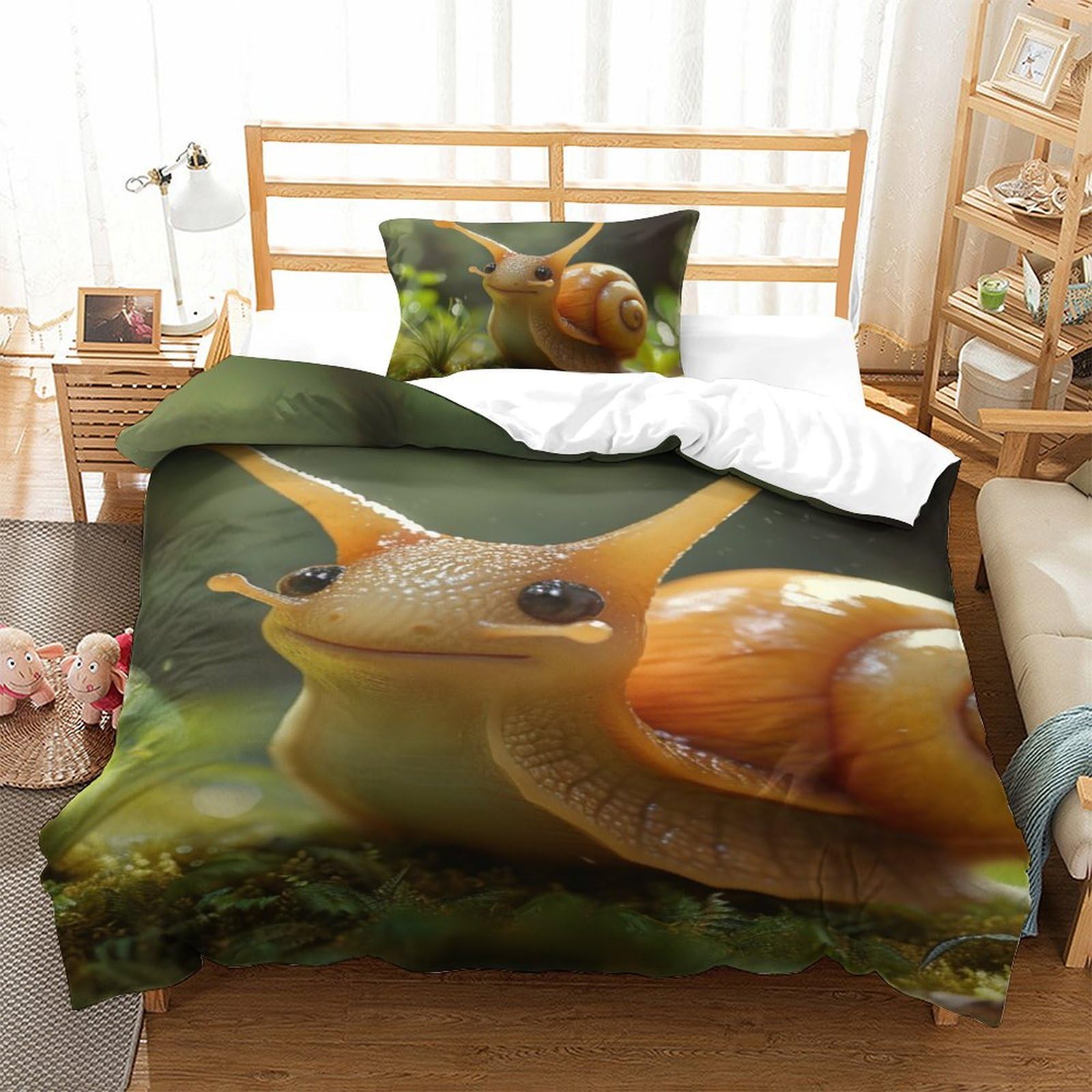 Parure de lit escargot 3D en microfibre super douce et respirante 3 pièces