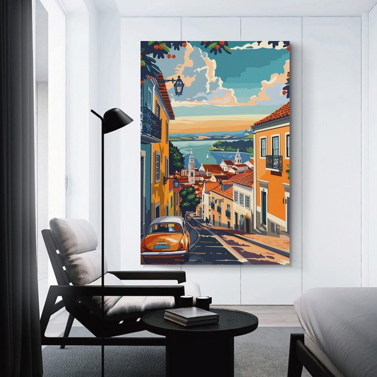 Junmoney Wall Art Print Lisbon Portugal City, 24x36inch(60x90cm), for Living Room, Lounge Or Sitting Room, Eye Catching Artwork for Blank Walls