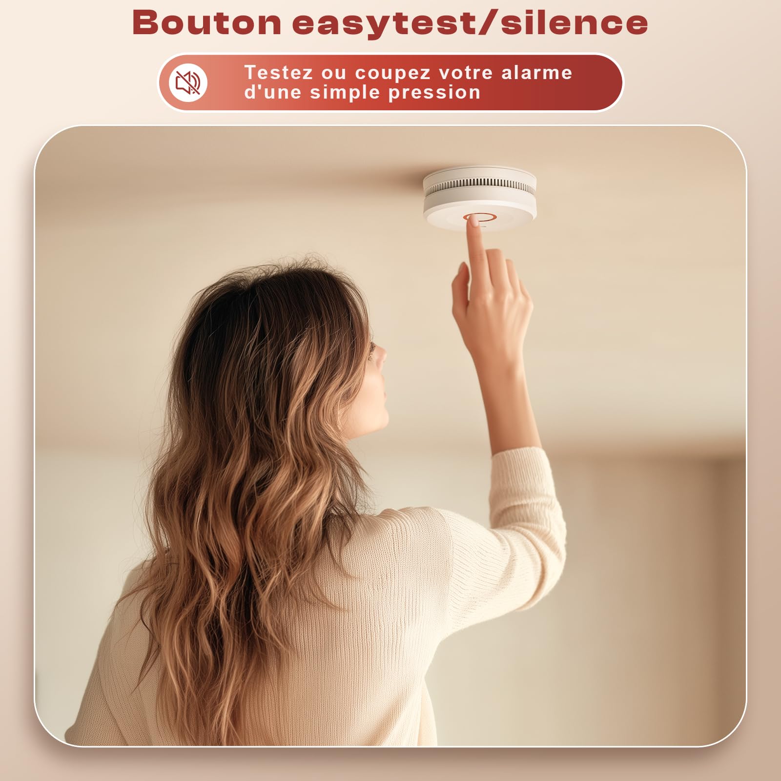 Détecteur de Fumée, 10 Ans de Durée de Vie de la Pile, Detecteur de Fumée D'Incendie Répond à la Norme EN14604, Lot de 3