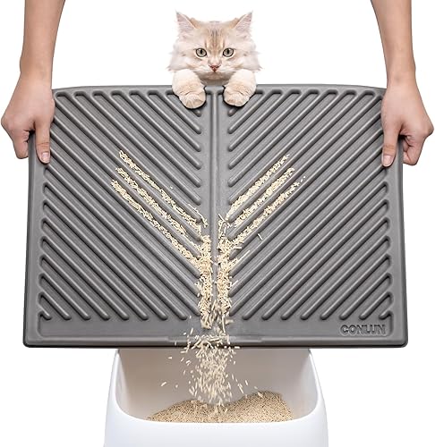 Miniatura 1 de Conlun Tapete de arena para gatos, diseño de barra transversal arqueada, tapete para atrapar basura, de una sola capa, fácil de limpiar,
